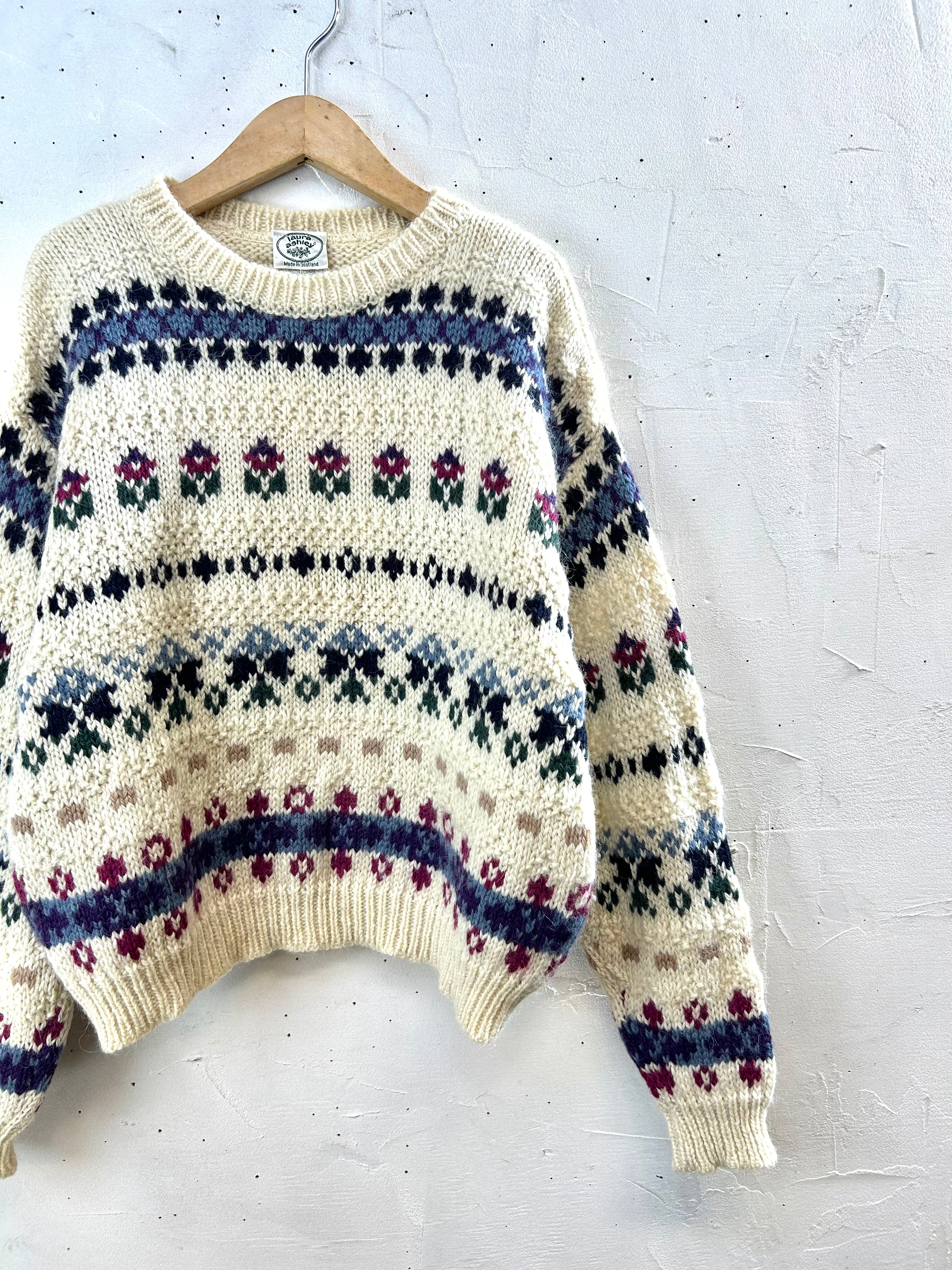 90s LAURA ASHLEY 変則編み ロールネック ウールニット 古着 Vintage Knit Sweater 〜Laura Ashley〜 MADE IN Scotland