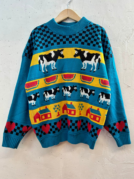 ’80s Vintage Fancy Knit Sweater［J28574]