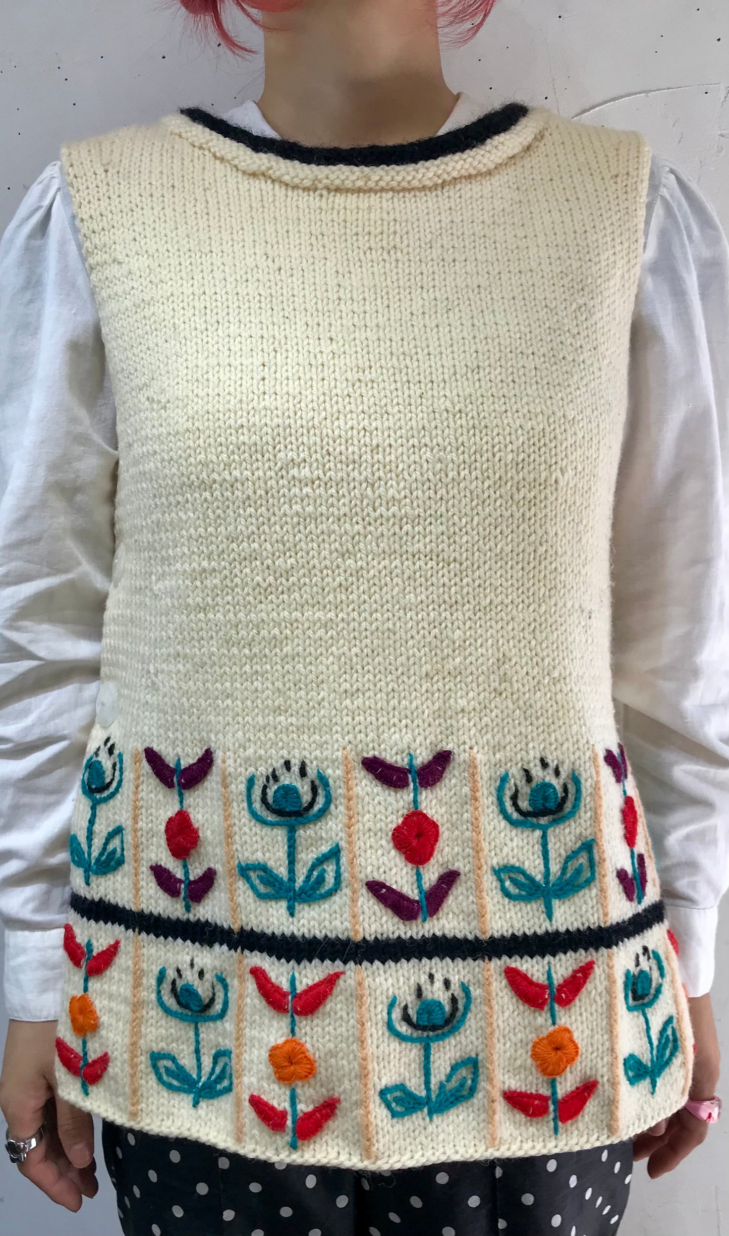 Vintage Hand Knit Vest [I25081]