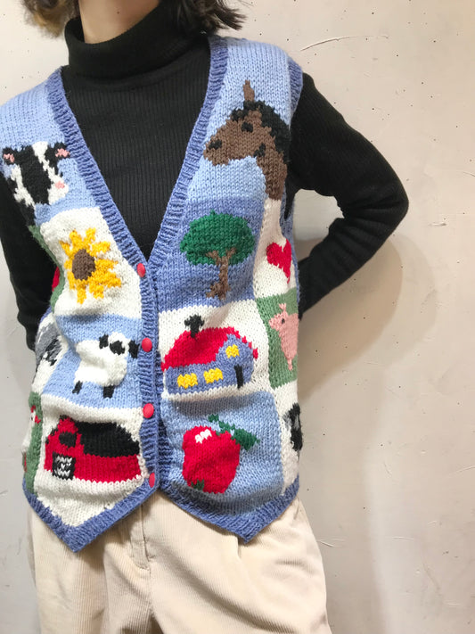 Vintage Hand Knit Vest [L25865]