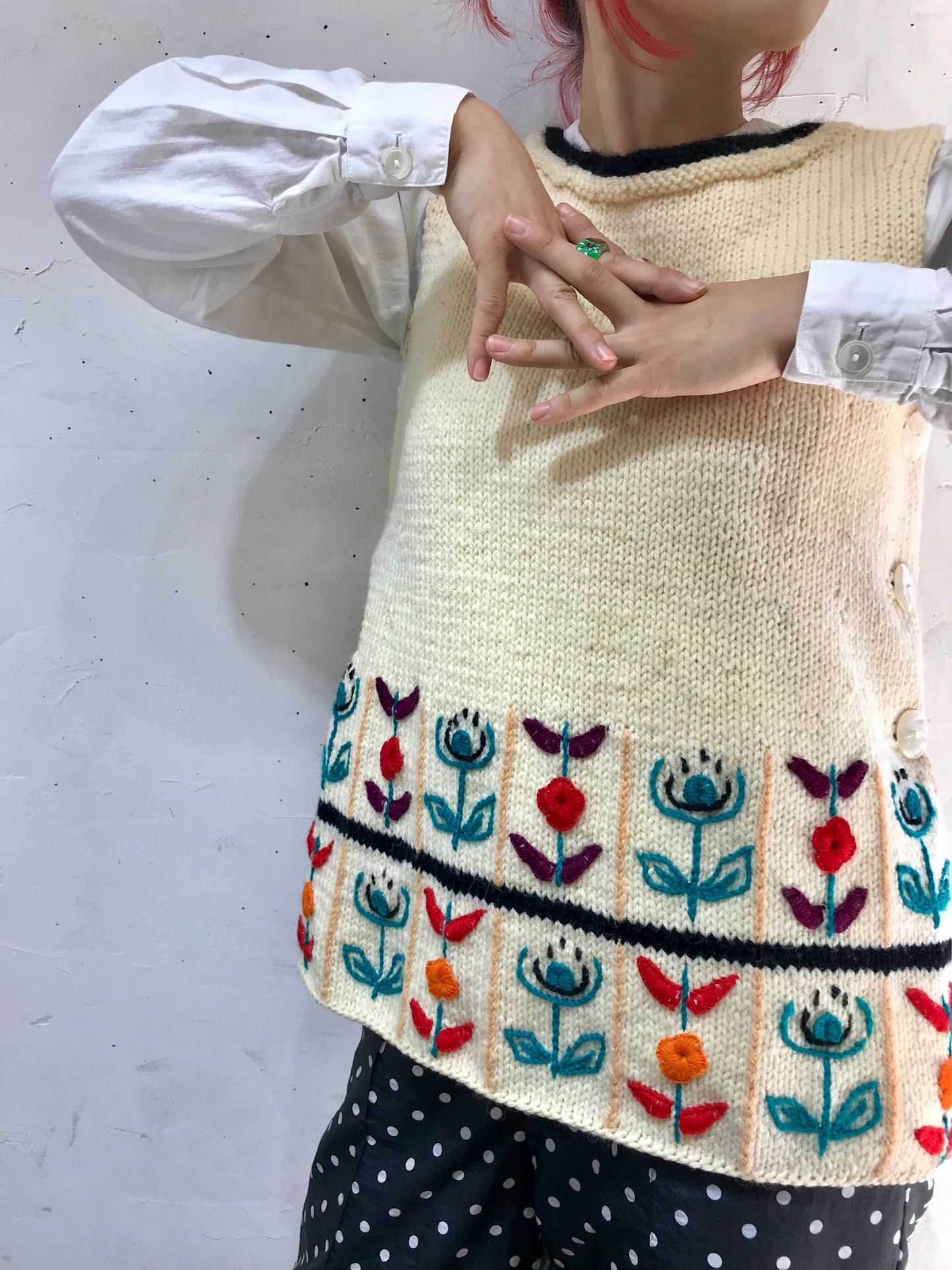 Vintage Hand Knit Vest [I25081]