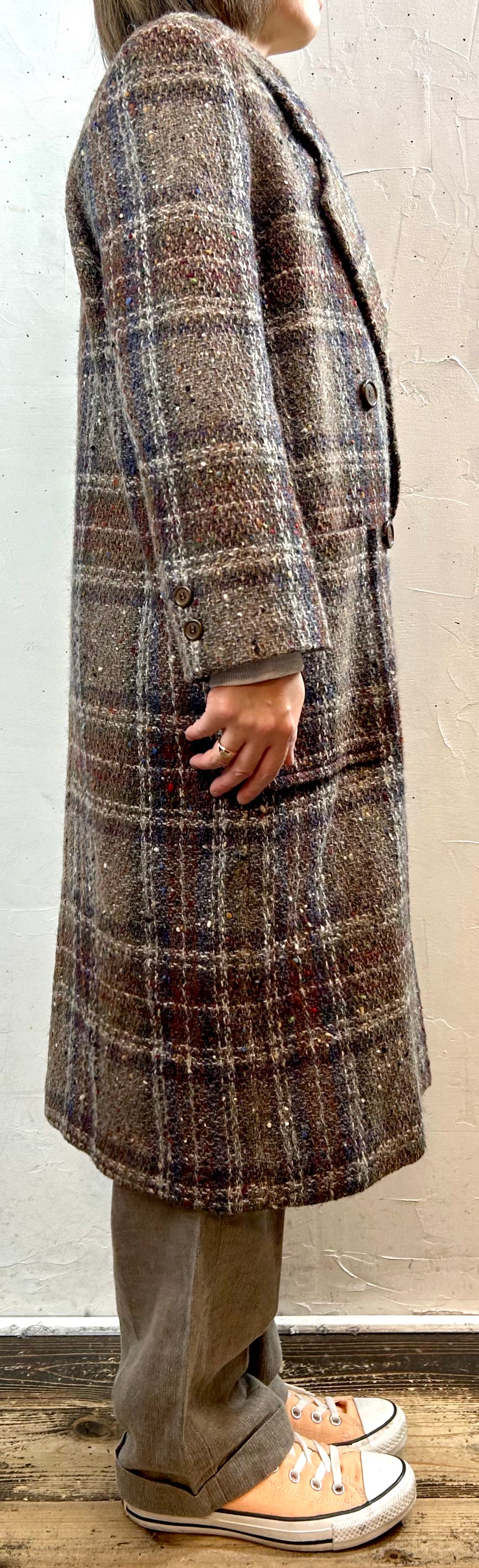 Vintage Tweed Plaid Coat  [L29025]