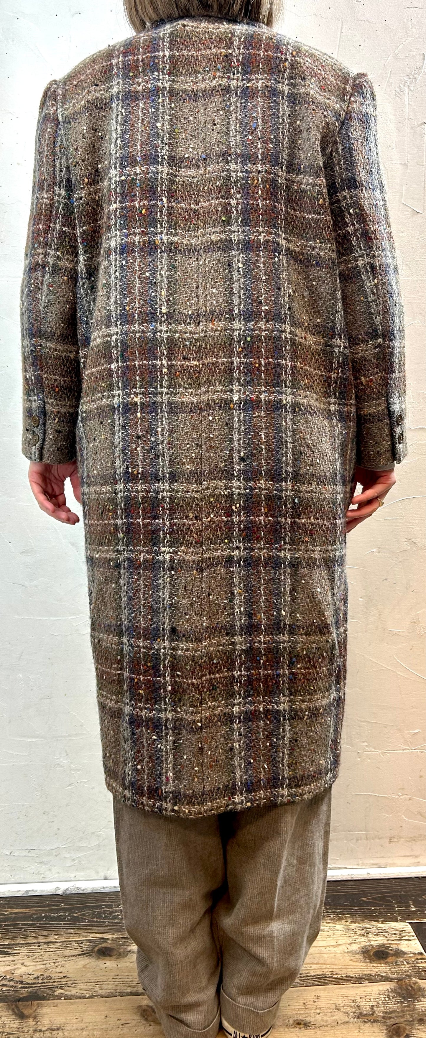 Vintage Tweed Plaid Coat  [L29025]