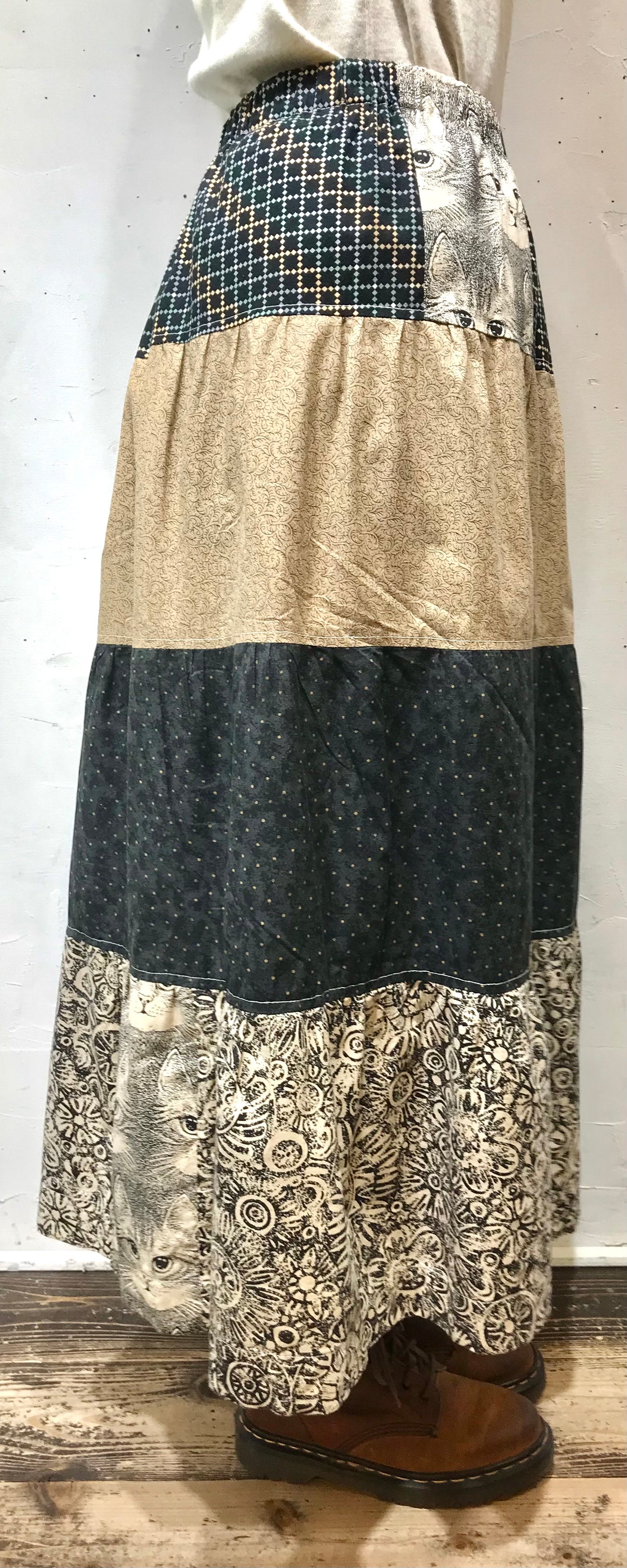Vintage Patchwork Pattern Skirt [B26156]