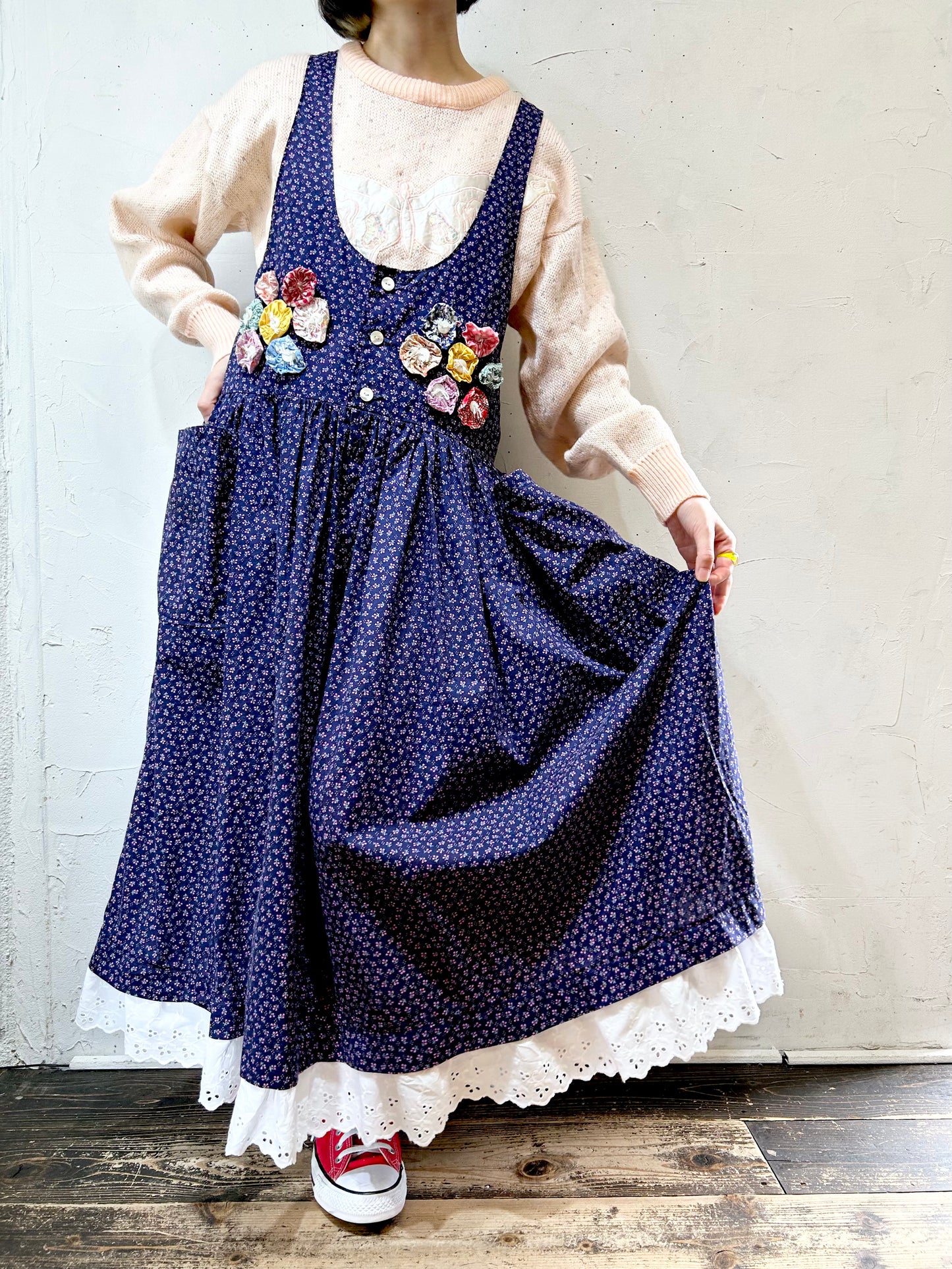 ′70s Vintage Over Dress Specially Fashioned [J25222]