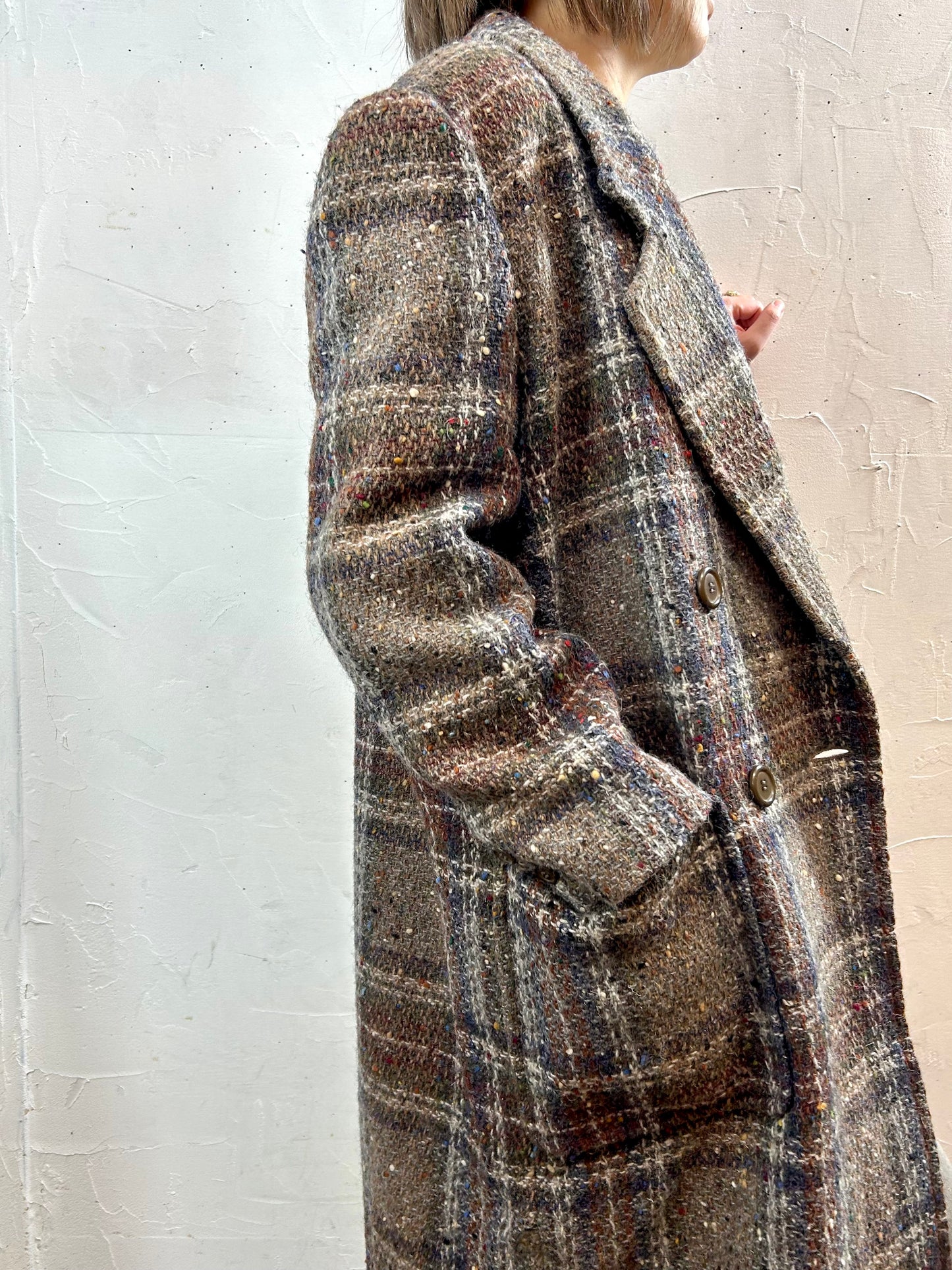 Vintage Tweed Plaid Coat  [L29025]