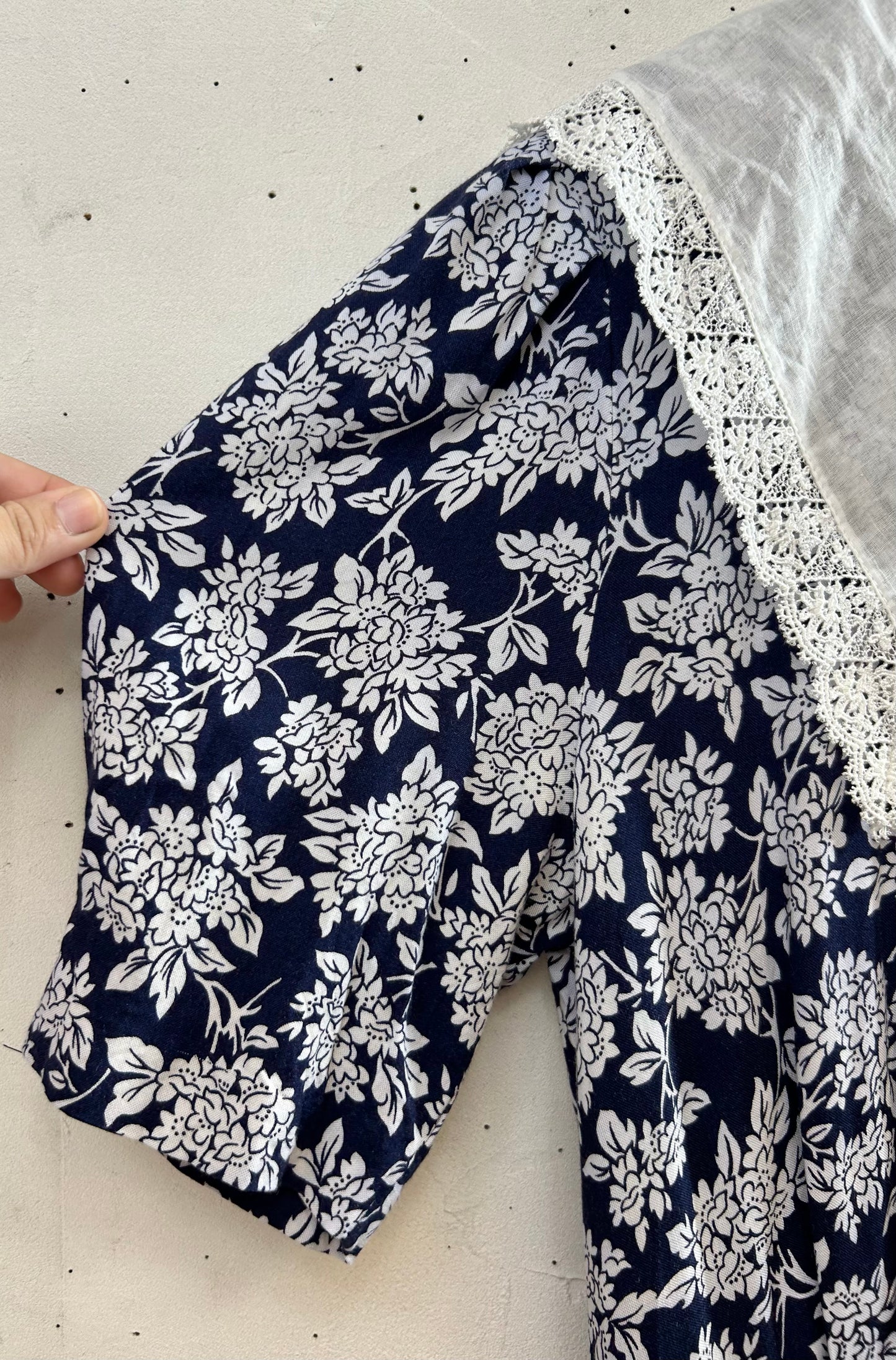 Vintage Sailor Collar Rayon Dress MADE IN USA [H28162]