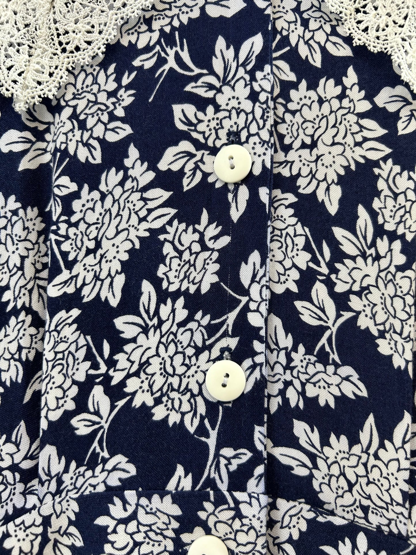 Vintage Sailor Collar Rayon Dress MADE IN USA [H28162]