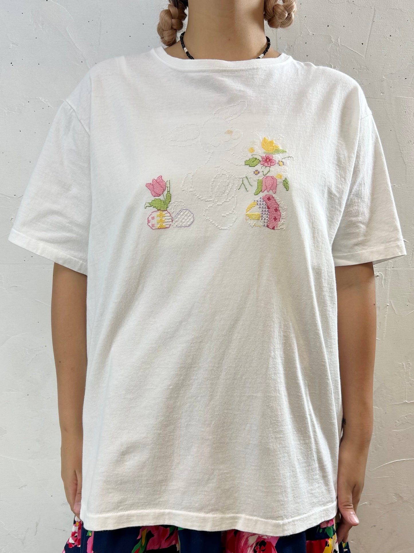 Vintage Cross Stitch T-Shirt MADE IN USA 〜Hanes〜 [G27985]