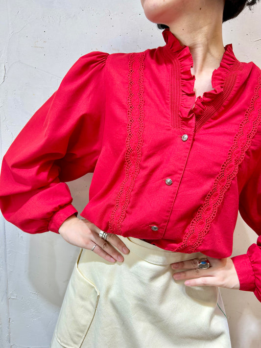 Vintage Red Blouse [H24816]