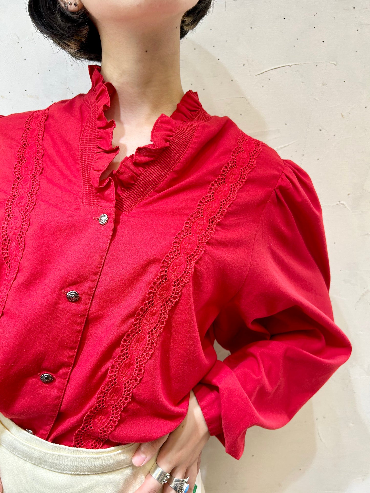 Vintage Red Blouse [H24816]