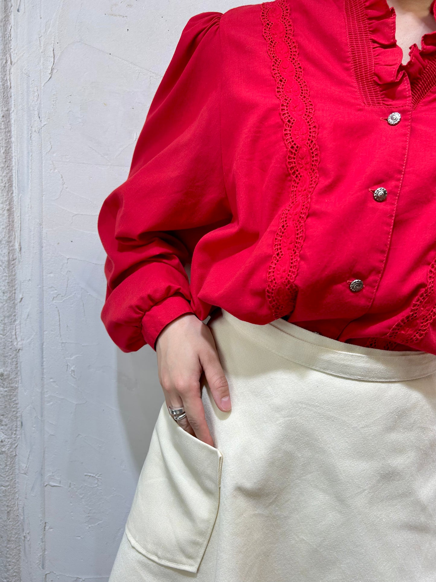 Vintage Red Blouse [H24816]