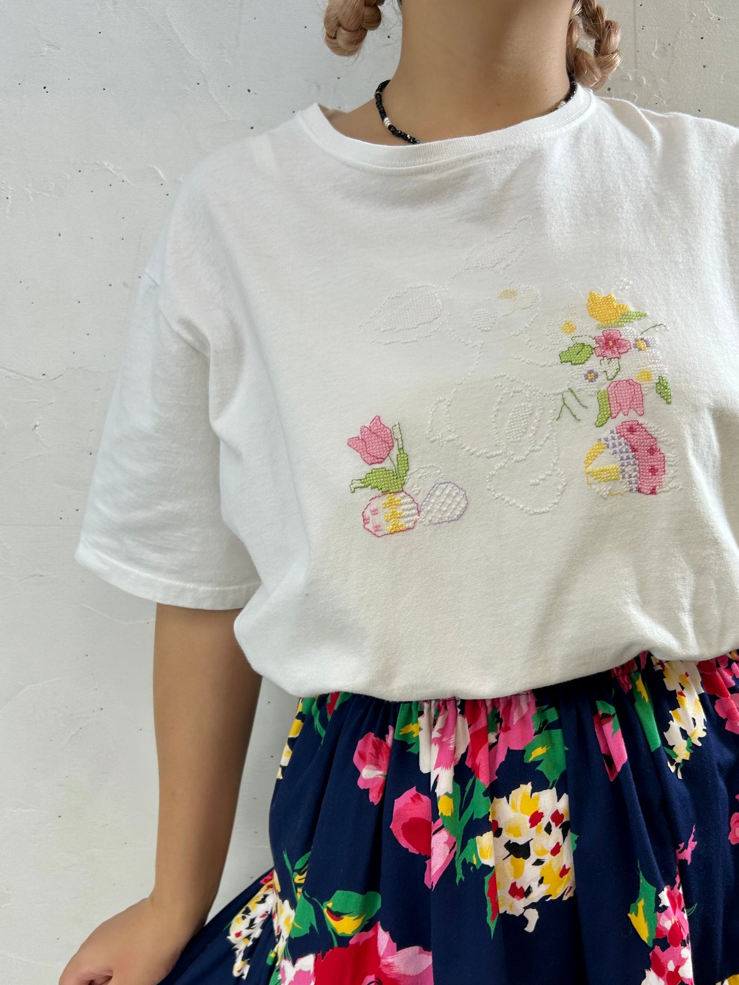 Vintage Cross Stitch T-Shirt MADE IN USA 〜Hanes〜 [G27985]