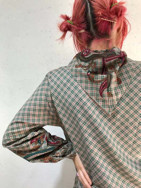 Vintage Plaid & Paisley Blouse Dead Stock [I25079]