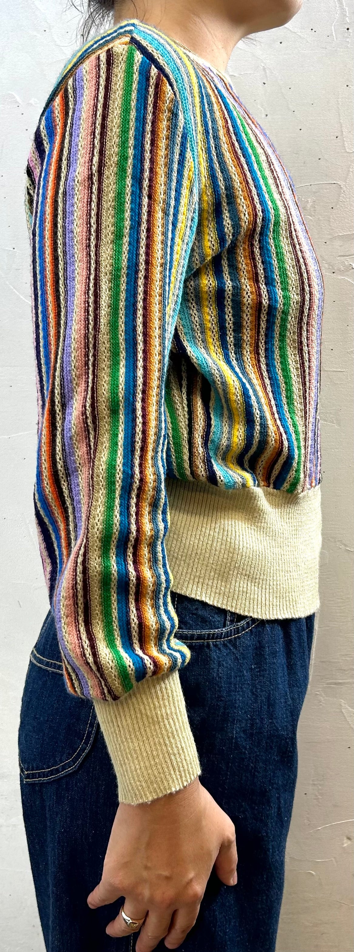 ’70s Vintage Stripe Knit Sweater  [I28363]