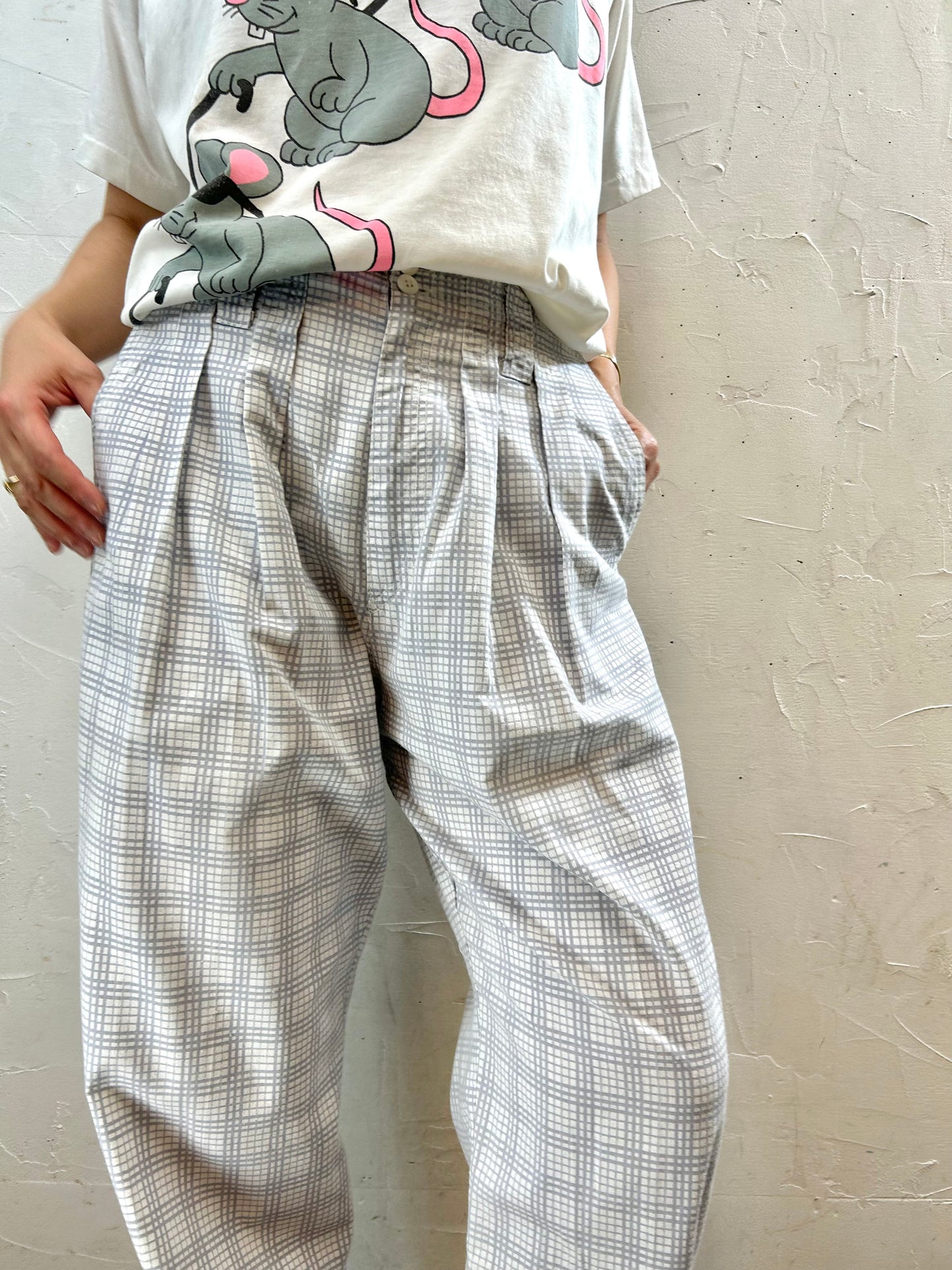 Vintage Plaid Tuck Pants 〜AMILANO〜 [F27683]