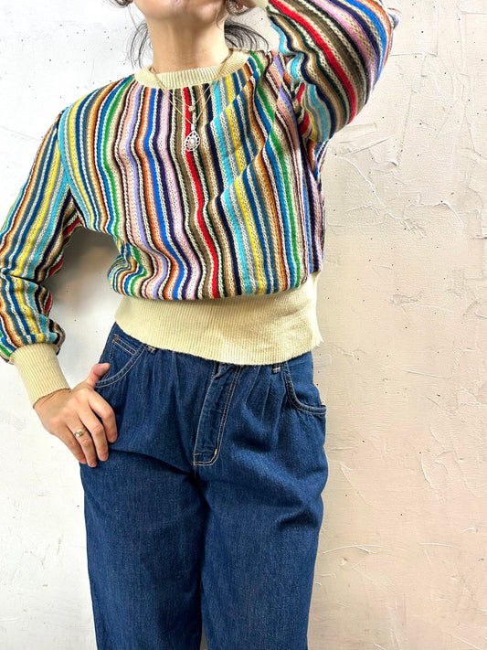 ’70s Vintage Stripe Knit Sweater  [I28363]