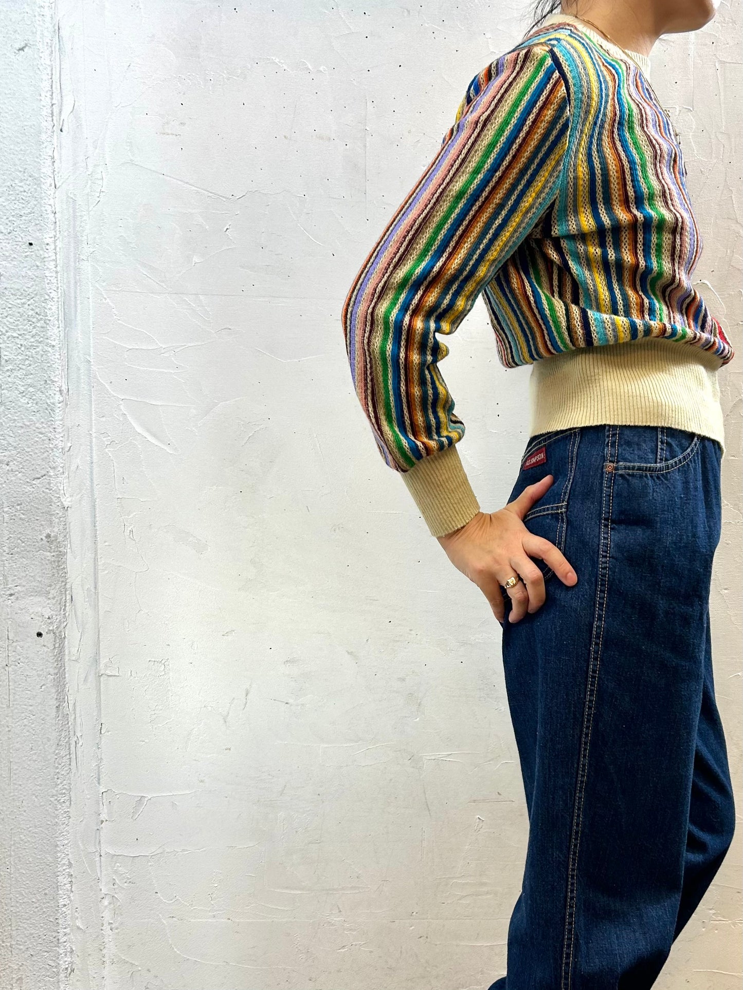 ’70s Vintage Stripe Knit Sweater  [I28363]