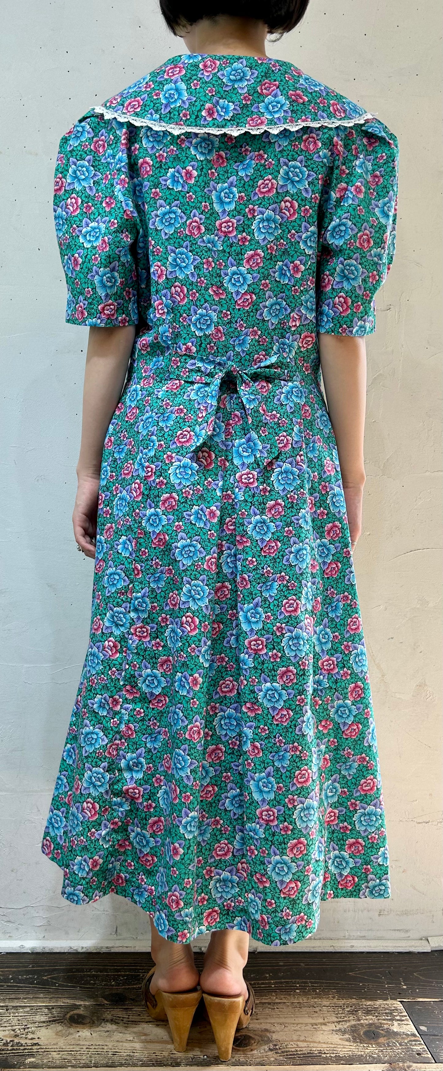 Vintage Big Collar Flower Dress [H24832]