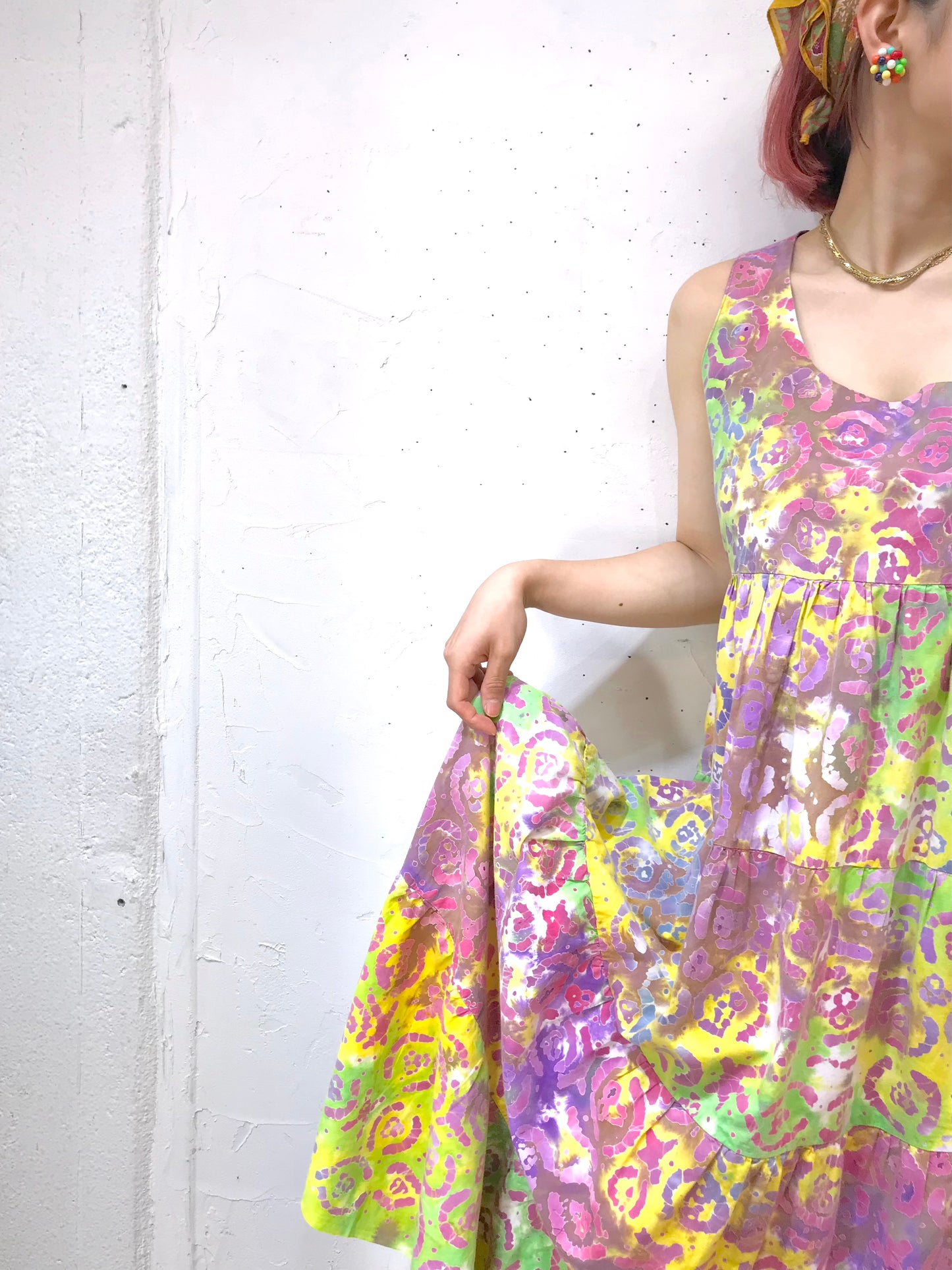 ’70s Vintage Tie Dye Dress [H14055]