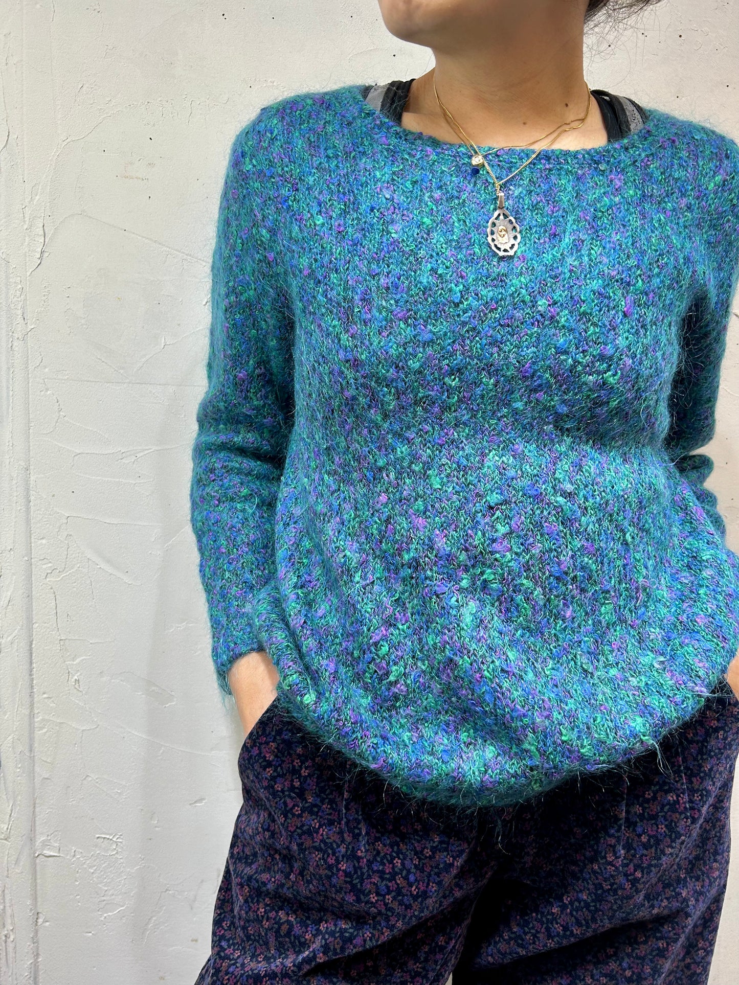 Vintage Mix Color Knit Sweater [L25693]