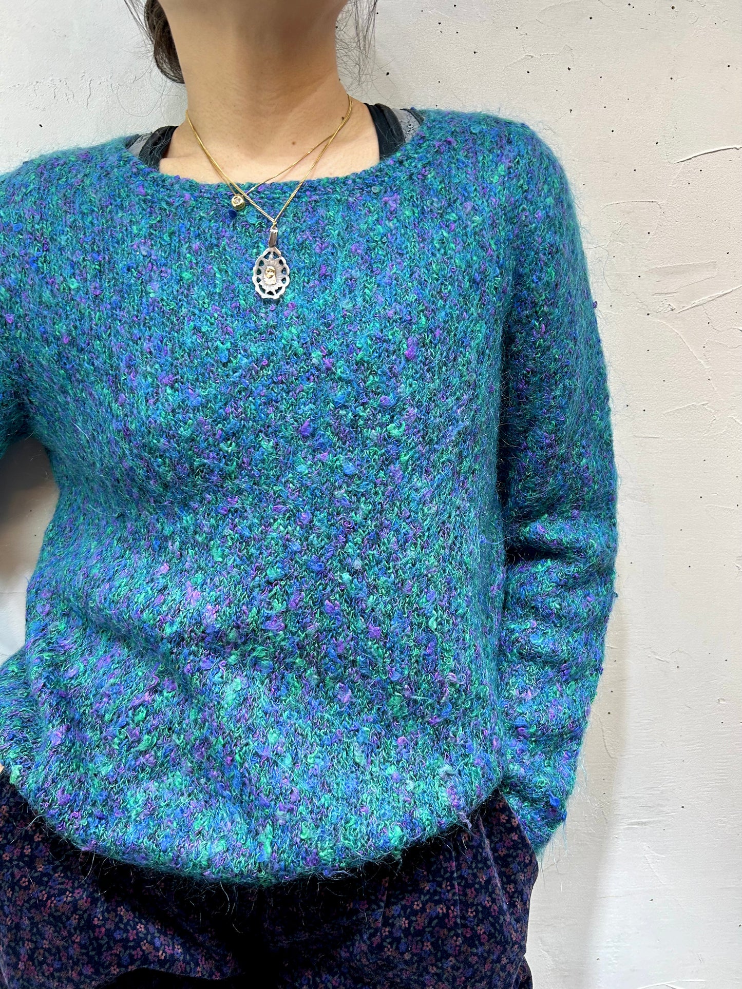Vintage Mix Color Knit Sweater [L25693]