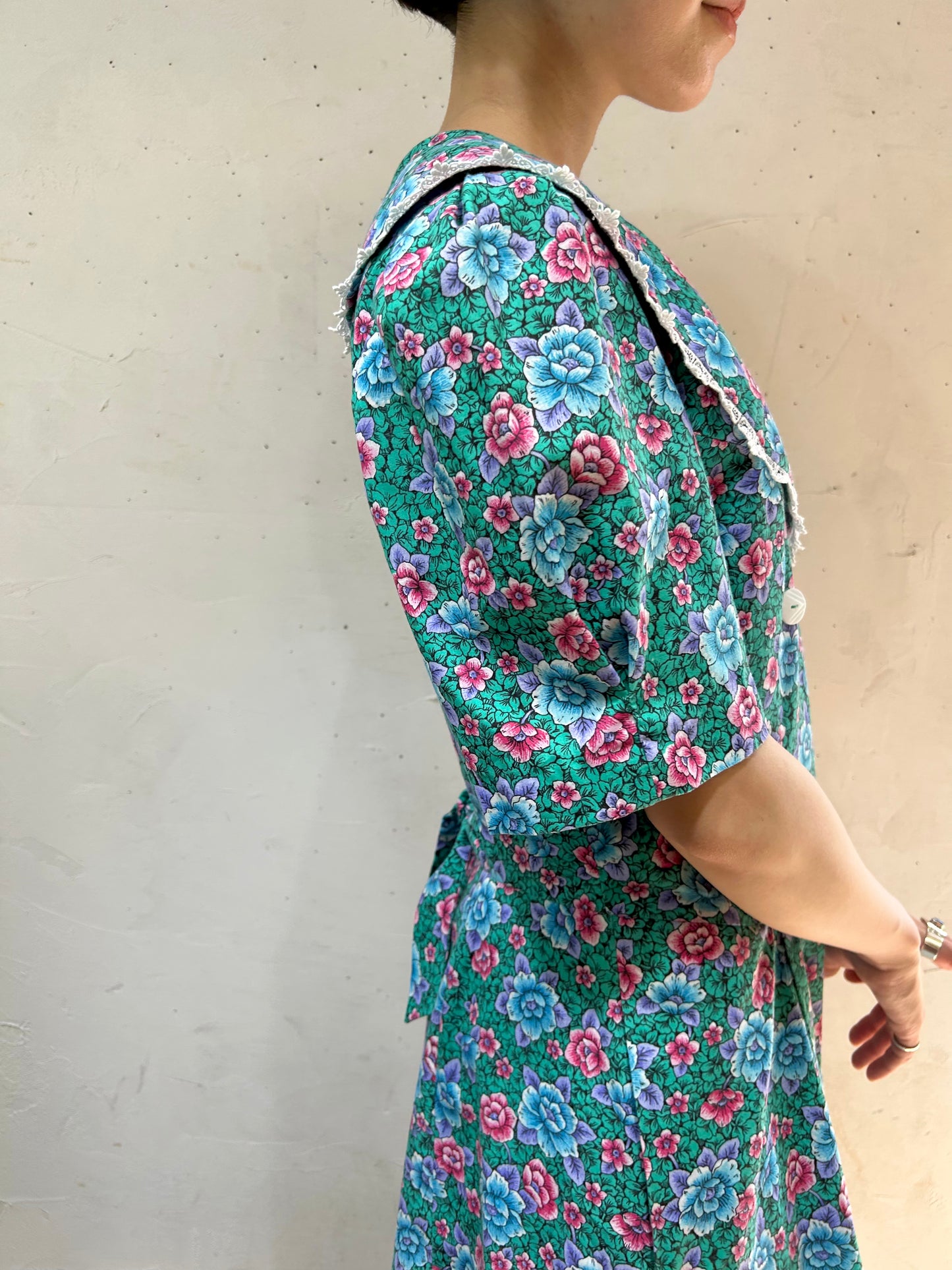 Vintage Big Collar Flower Dress [H24832]