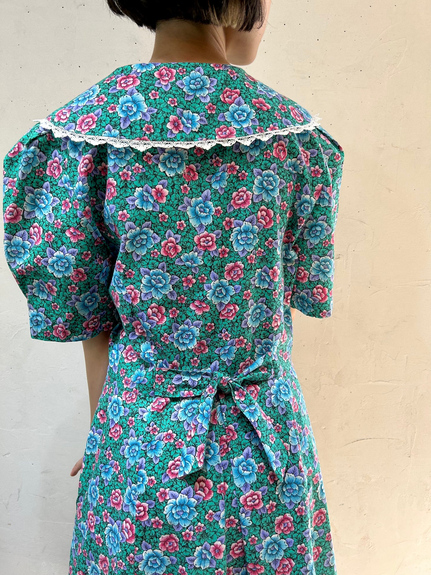 Vintage Big Collar Flower Dress [H24832]