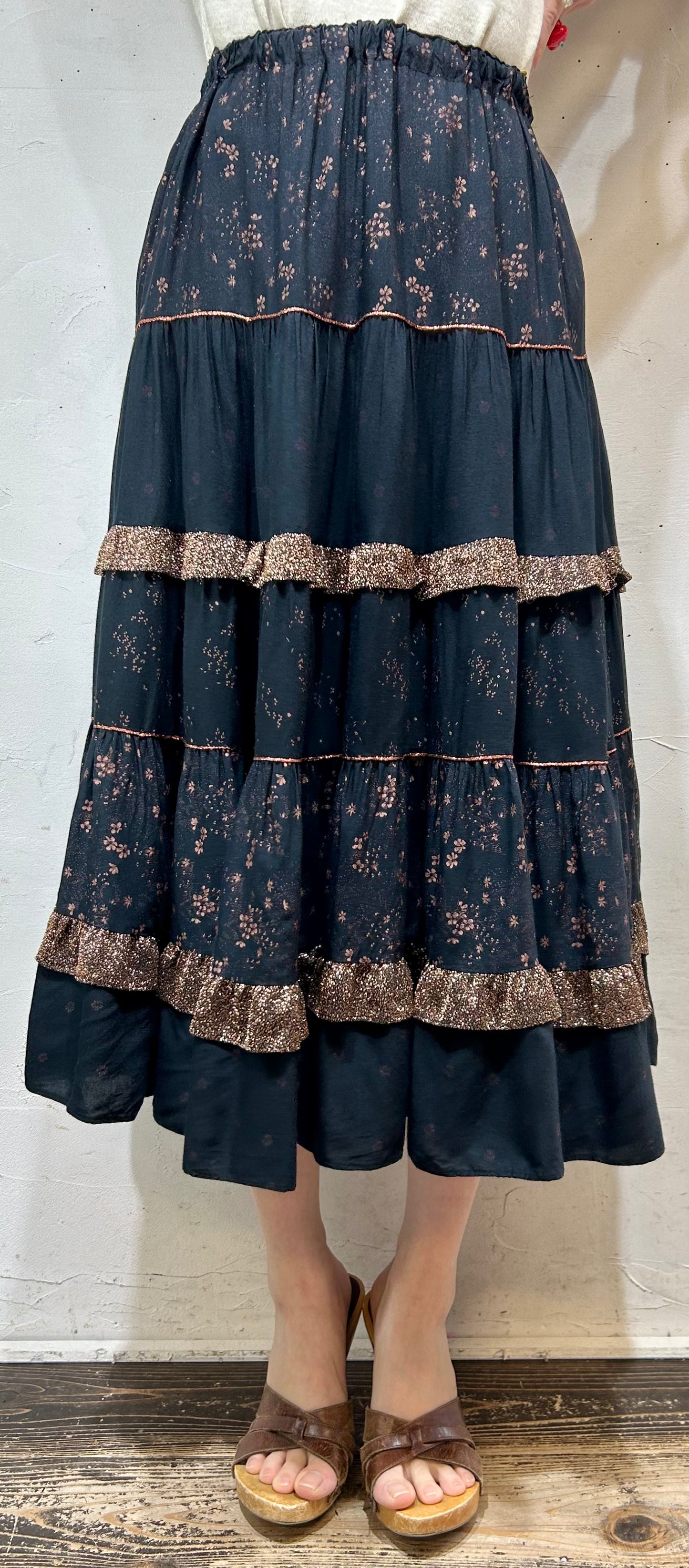 Vintage Viscose Tiered Skirt [C26489]