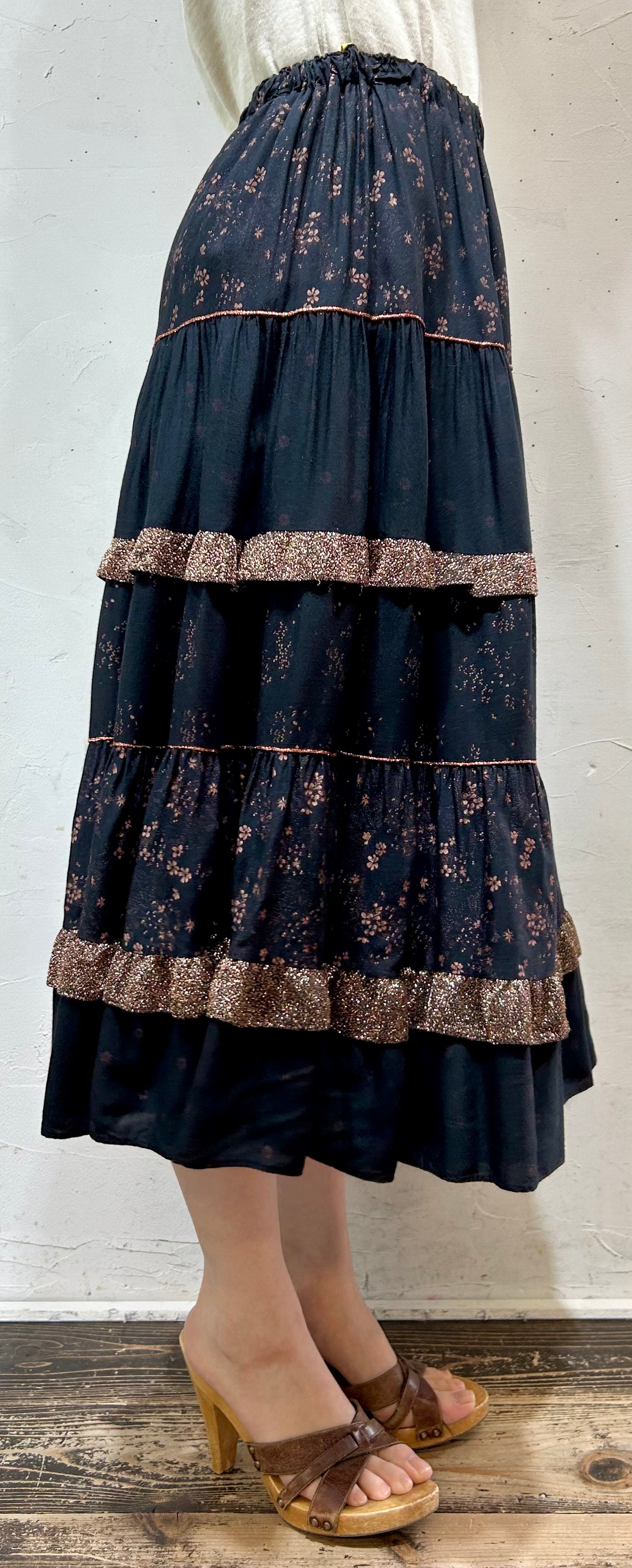 Vintage Viscose Tiered Skirt [C26489]