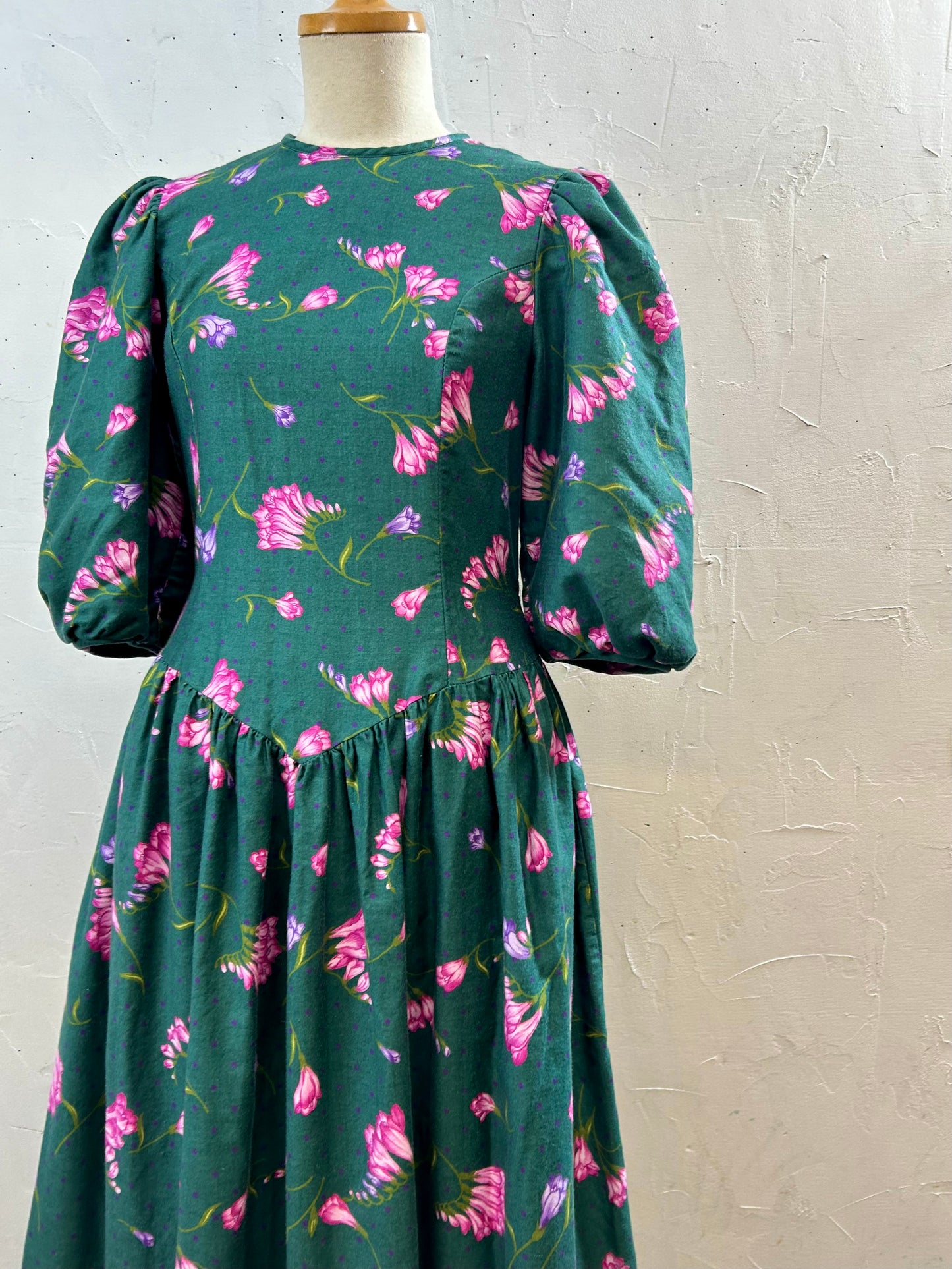 Vintage Flower Dress MADE IN USA [I28372]