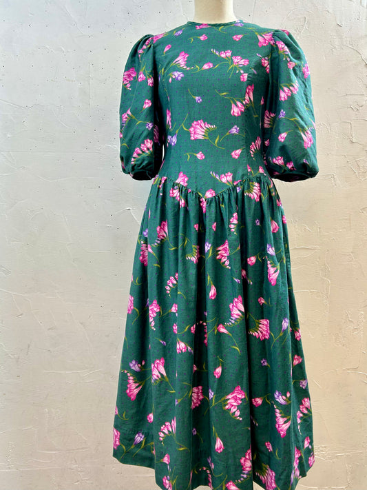 Vintage Flower Dress MADE IN USA [I28372]