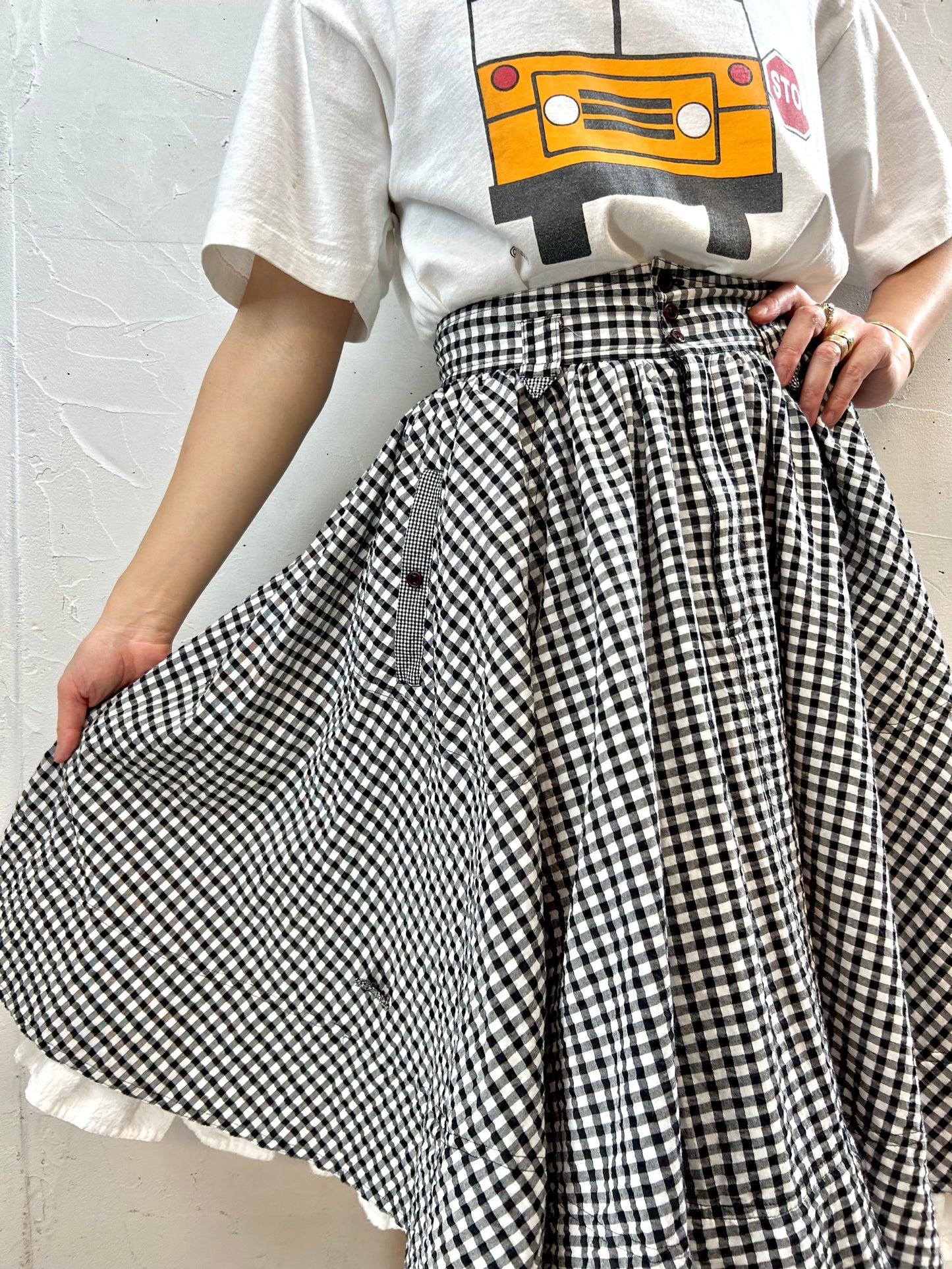 Vintage Gingham Plaid Skirt [F27681]