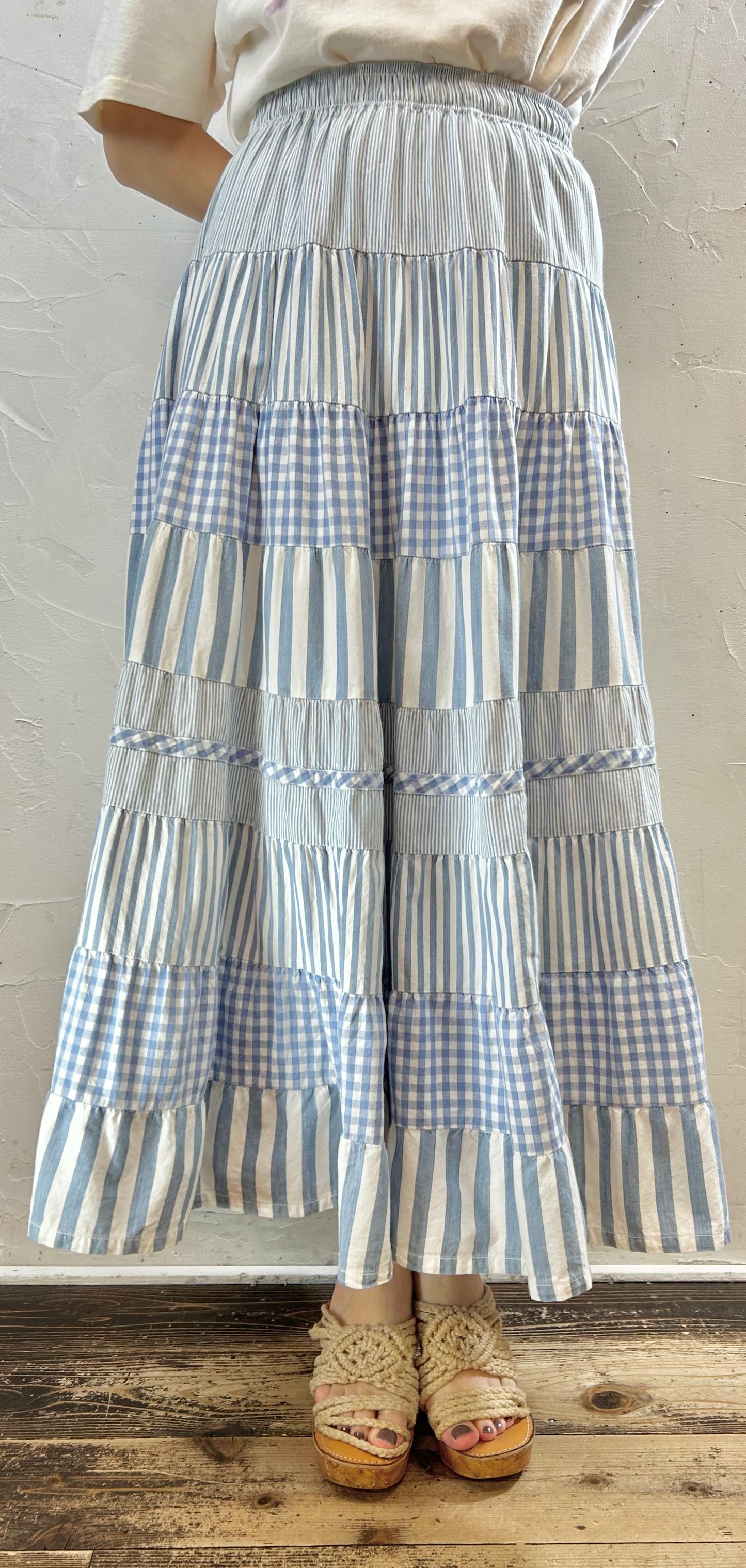 Vintage Cotton Tiered Skirt 〜CALOLE LITTLE〜 [F27682]