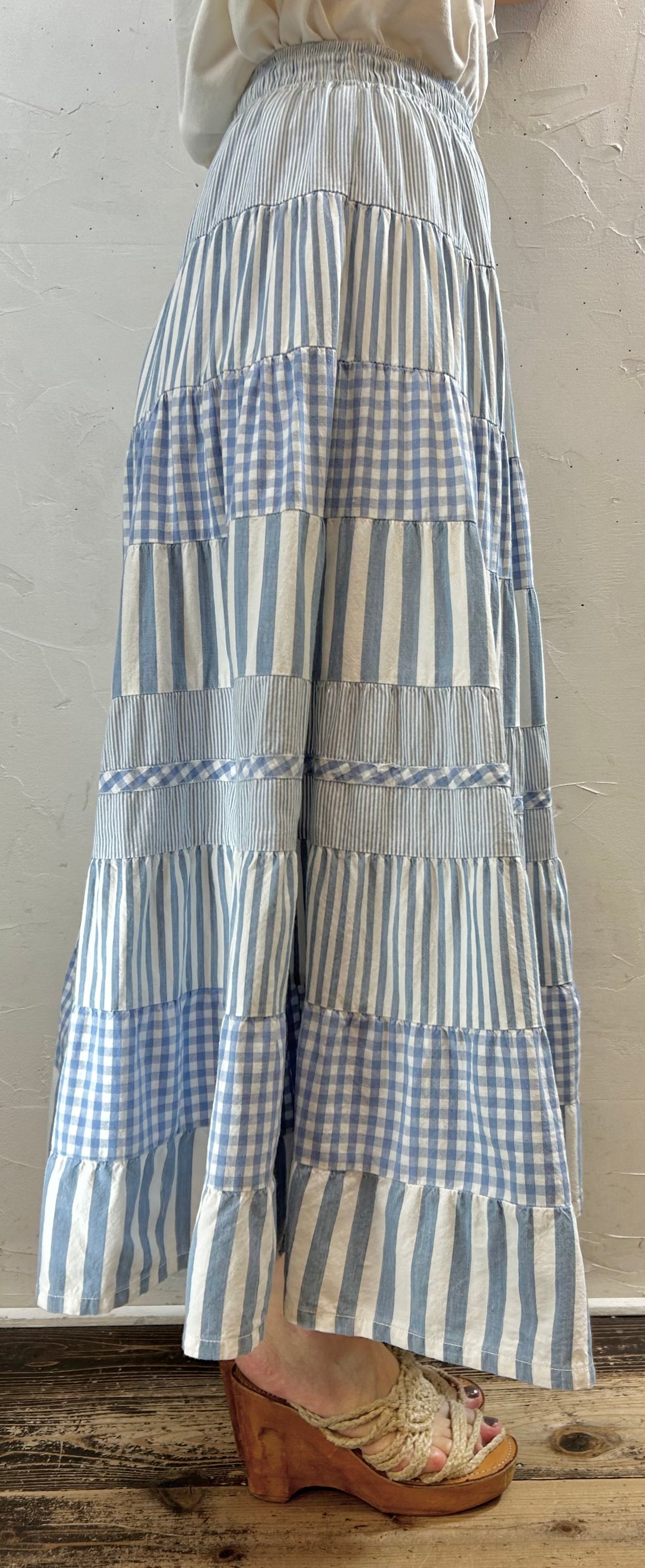 Vintage Cotton Tiered Skirt 〜CALOLE LITTLE〜 [F27682]