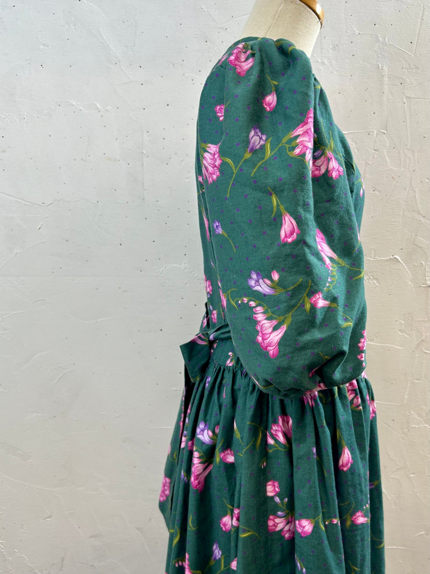 Vintage Flower Dress MADE IN USA [I28372]
