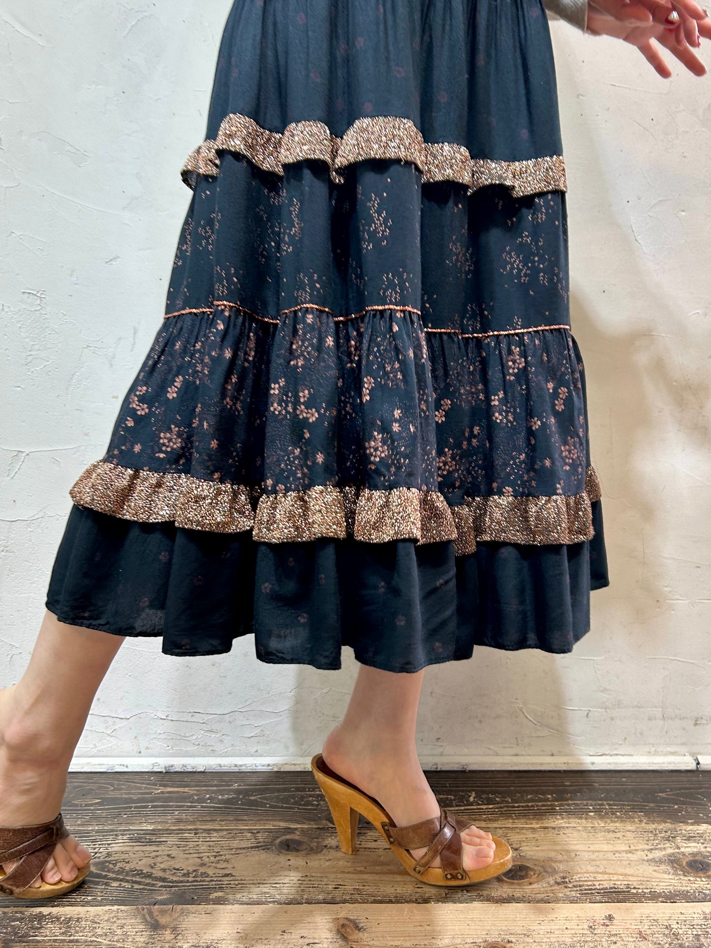 Vintage Viscose Tiered Skirt [C26489]