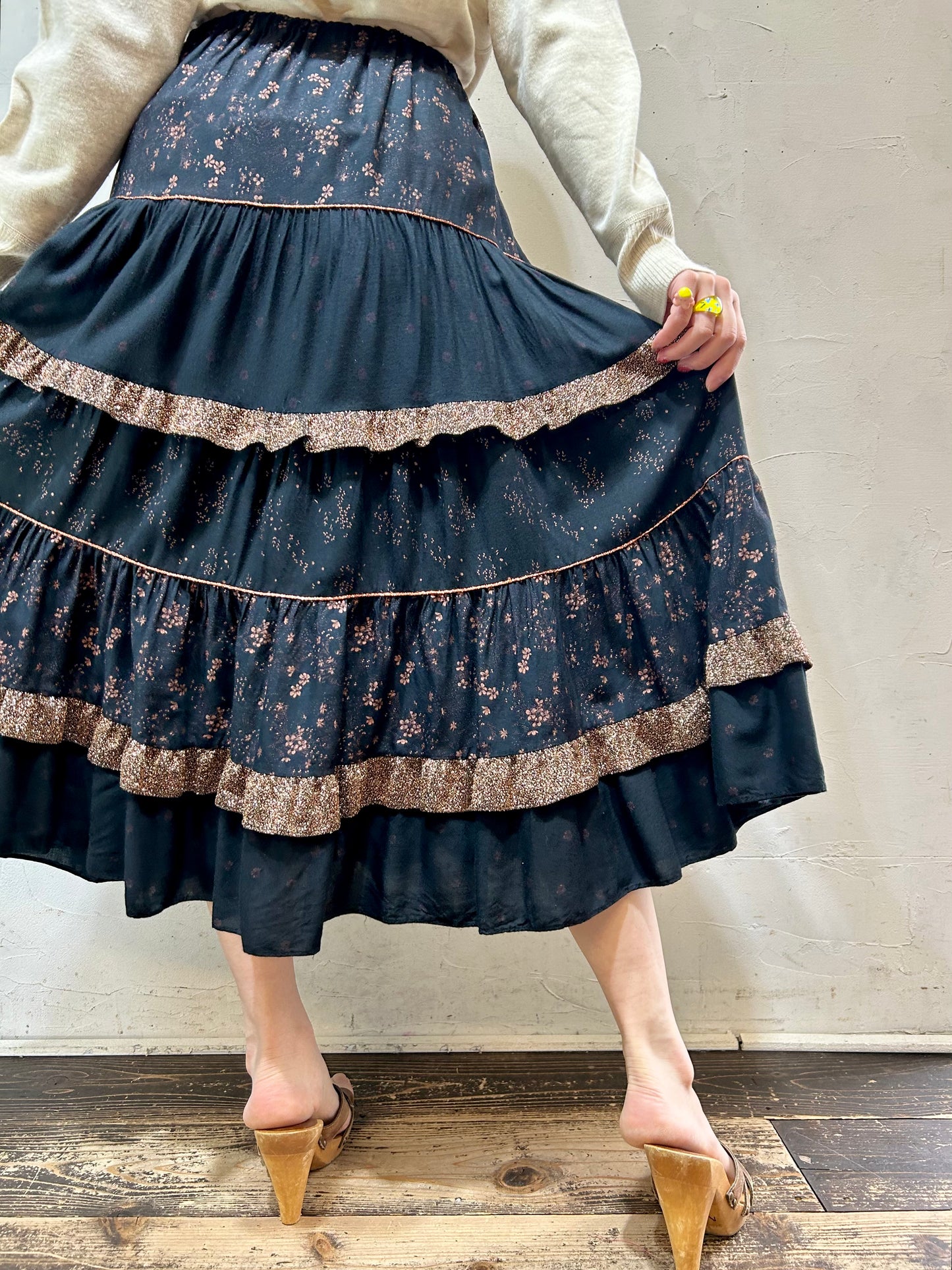 Vintage Viscose Tiered Skirt [C26489]