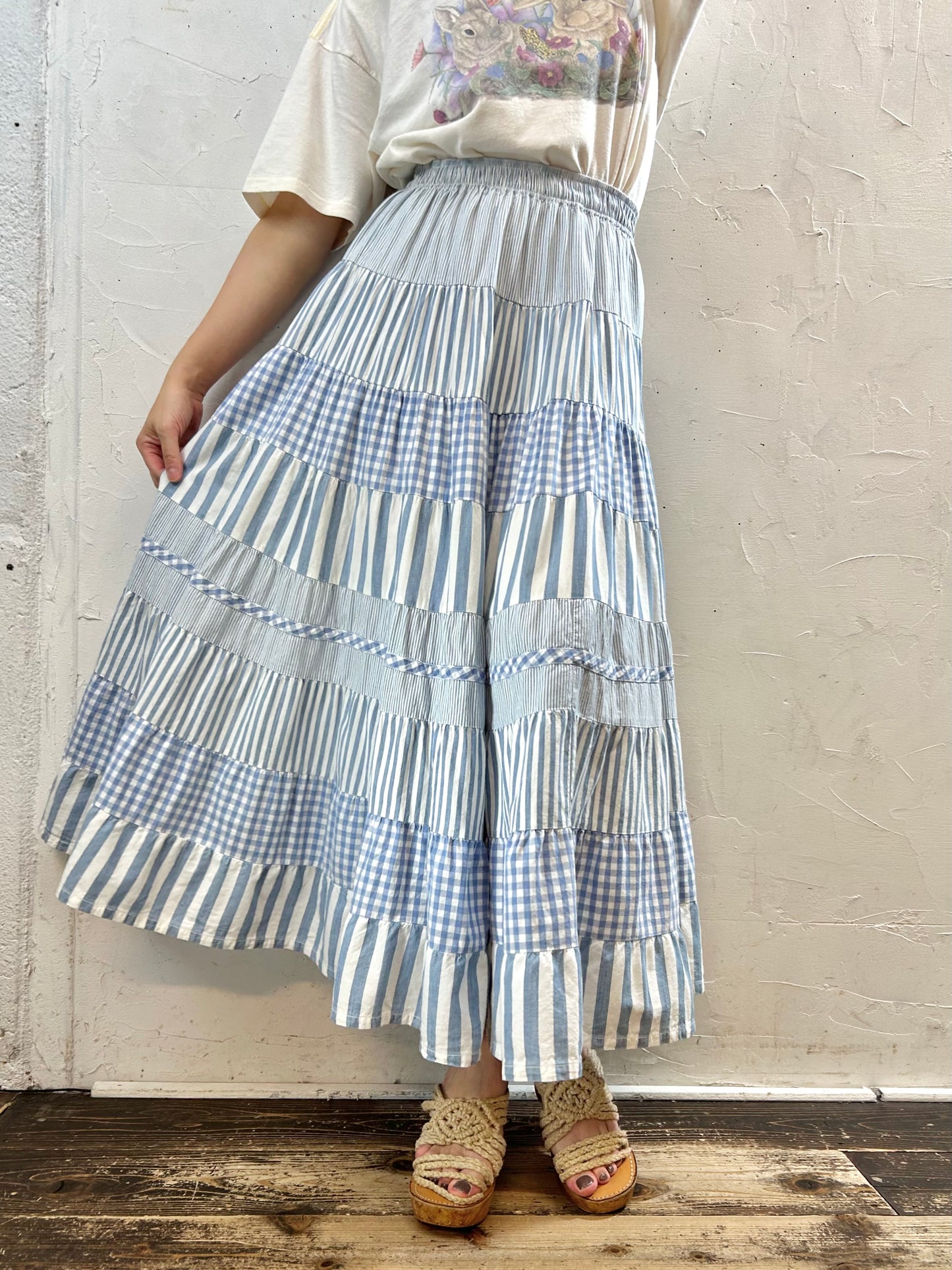 Vintage Cotton Tiered Skirt 〜CALOLE LITTLE〜 [F27682]