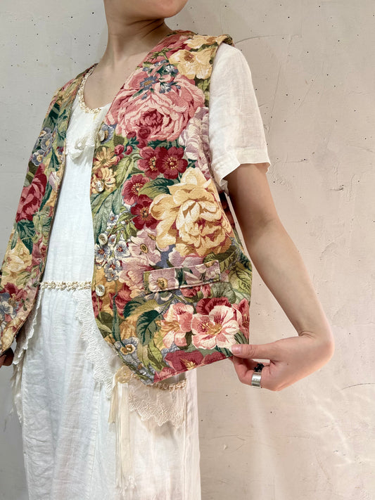 Vintage Flower Vest MADE IN USA [C26659]