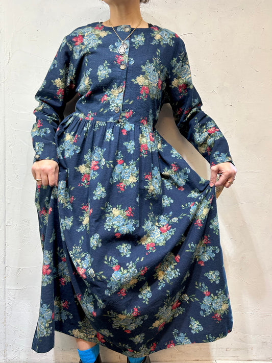 Dead Stock Vintage Flannel Fabric Dress 〜Faith Mountain Company〜[L25689]