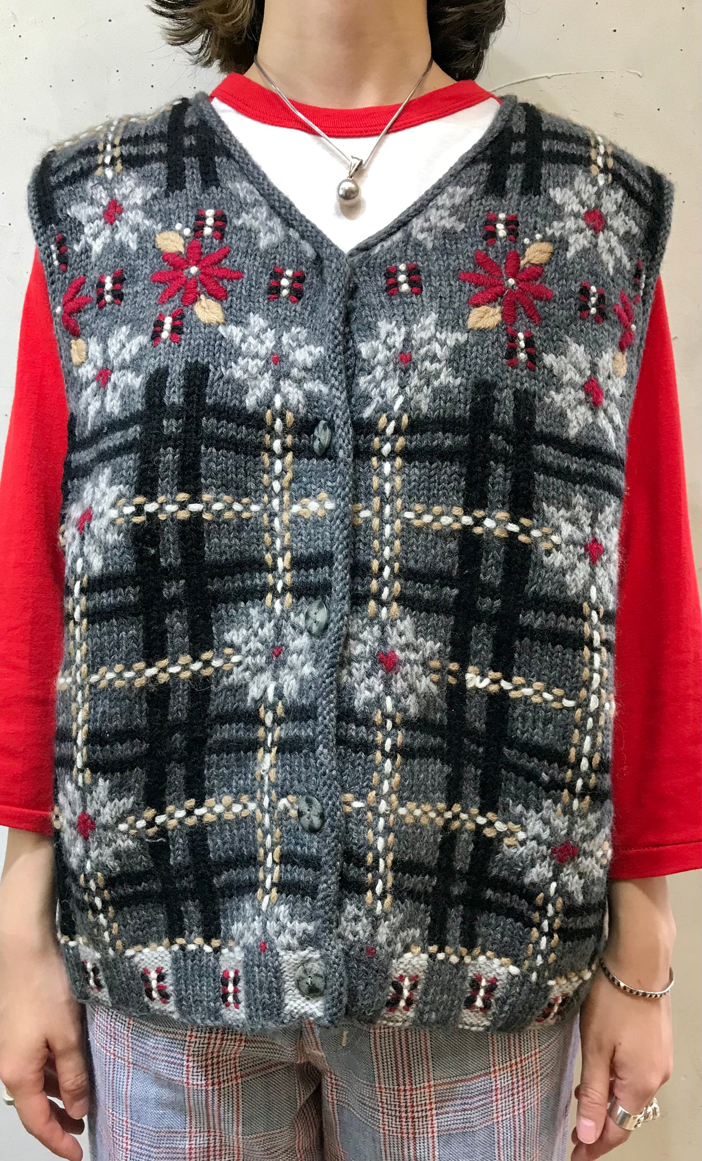 Vintage Knit Vest 〜Laura Ashley〜 [J25483]