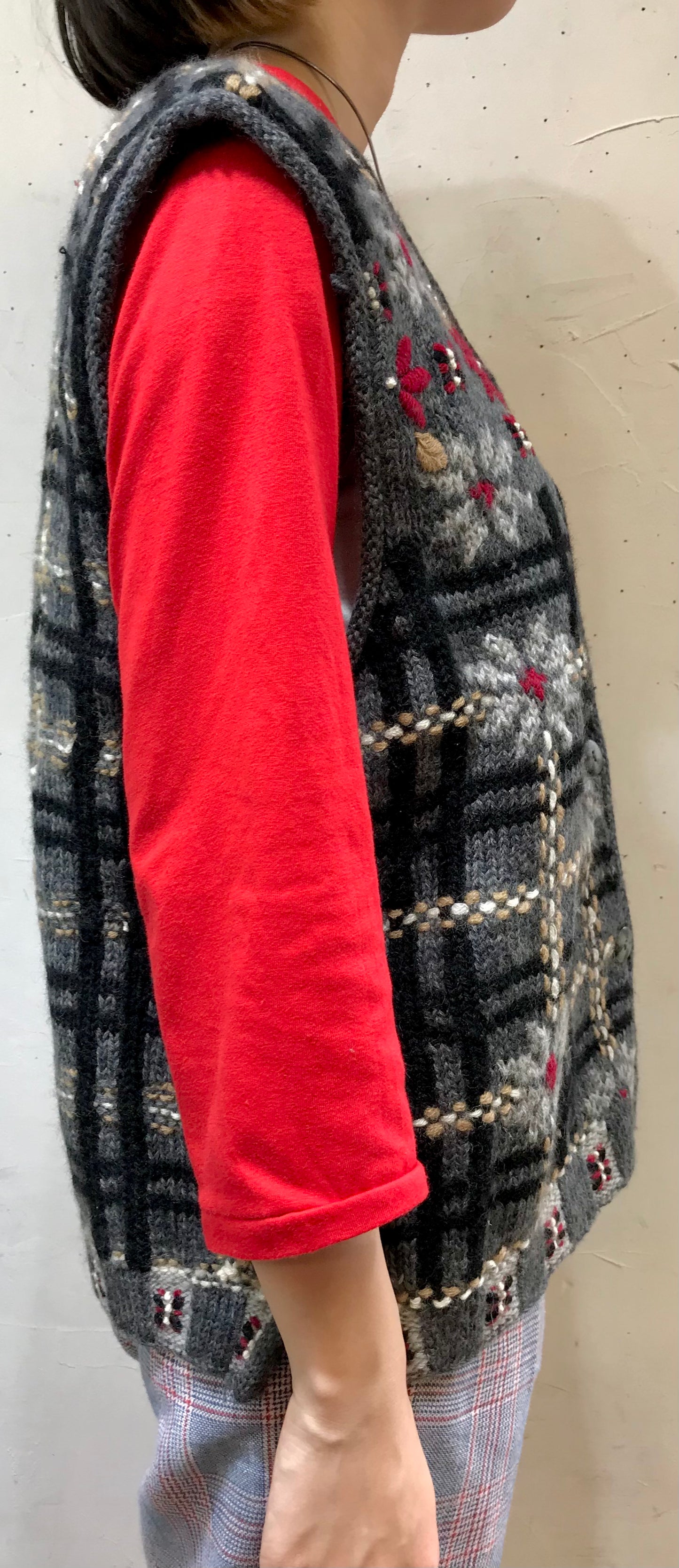 Vintage Knit Vest 〜Laura Ashley〜 [J25483]