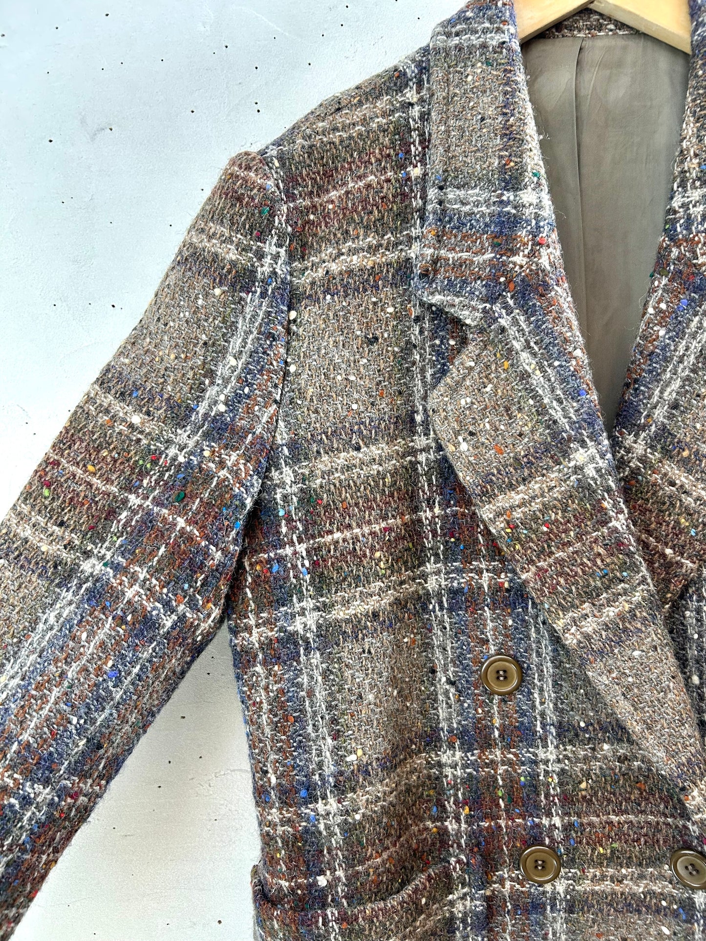 Vintage Tweed Plaid Coat  [L29025]