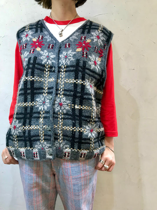 Vintage Knit Vest 〜Laura Ashley〜 [J25483]