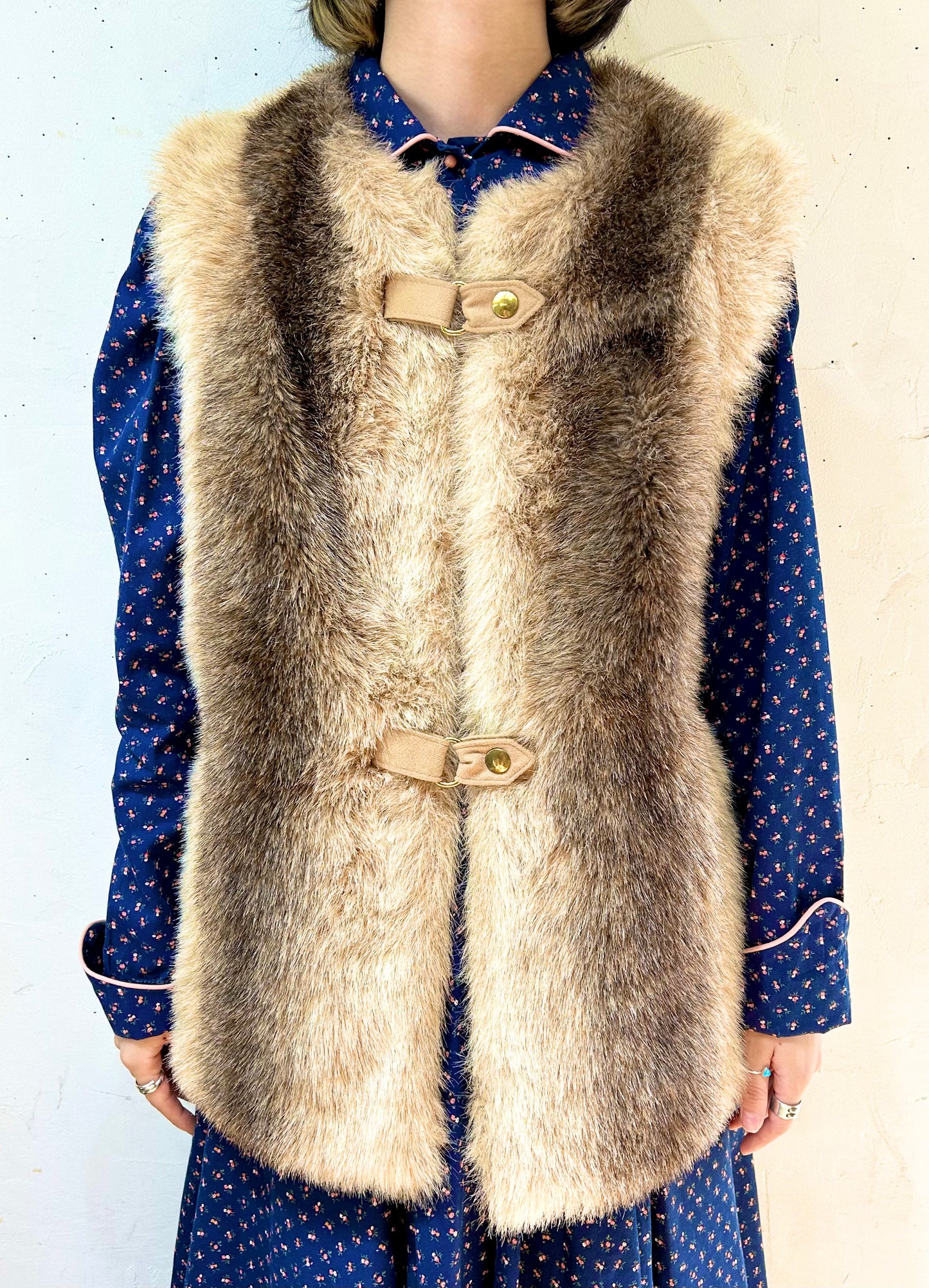 Vintage Faux Fur Vest MADE IN USA [J25234]