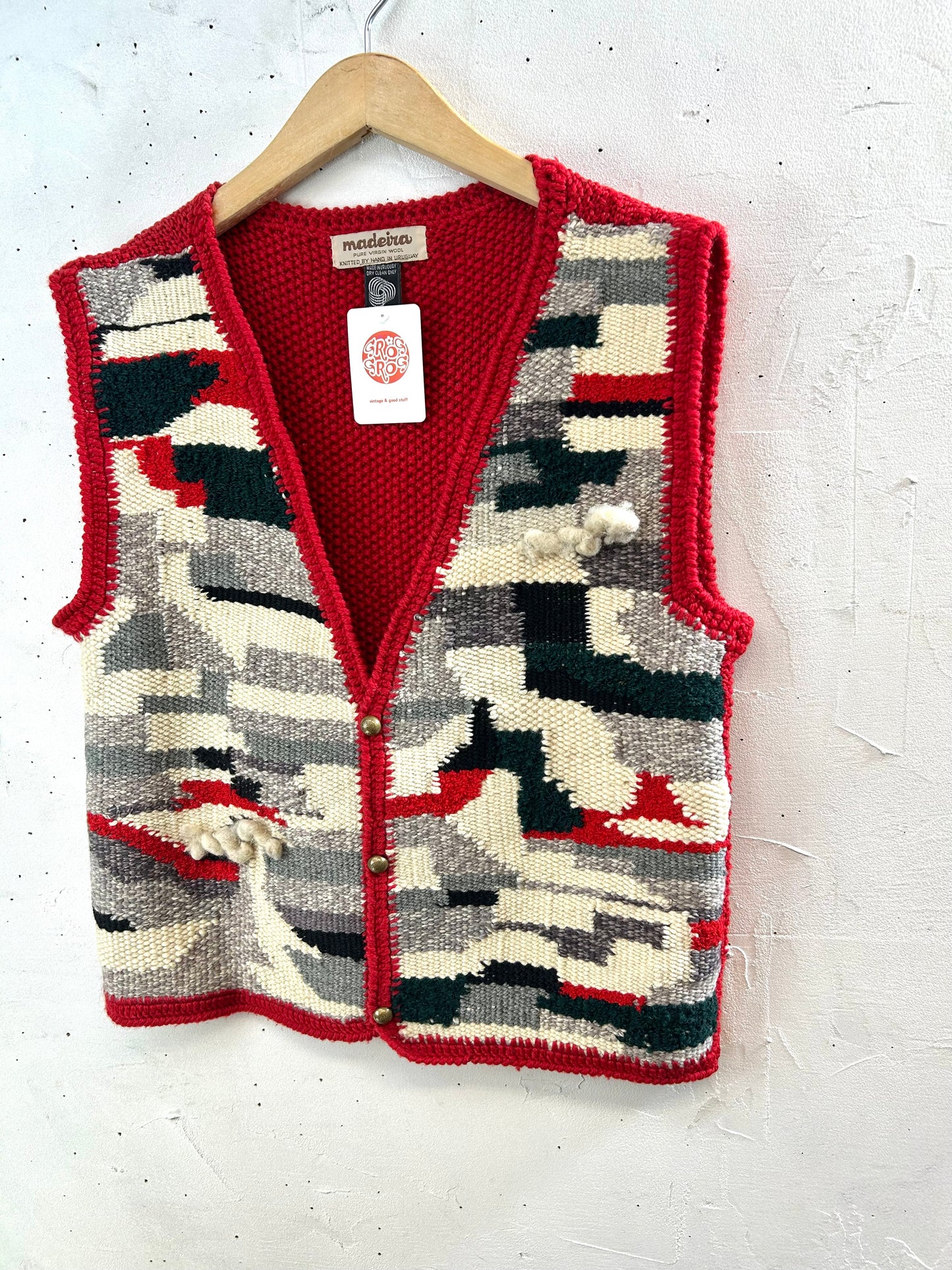 Vintage Knit Vest　KNITTED BY HAND IN URUGUAY [L29039]