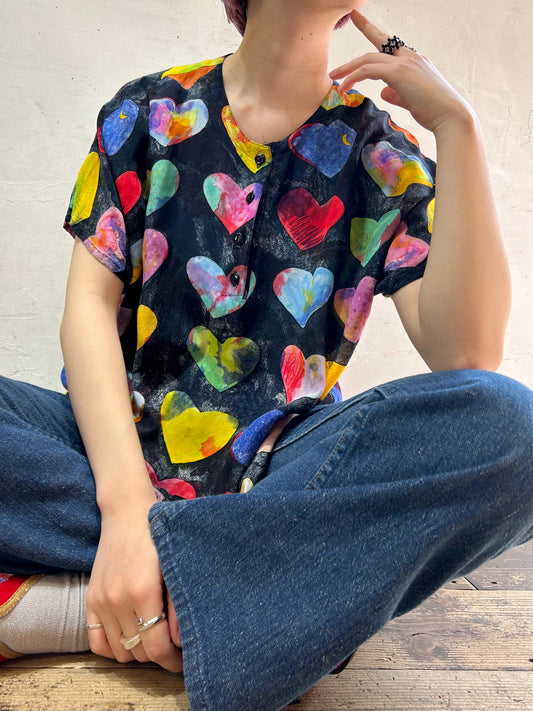 Vintage Heart Pattern Shirt [C26663]