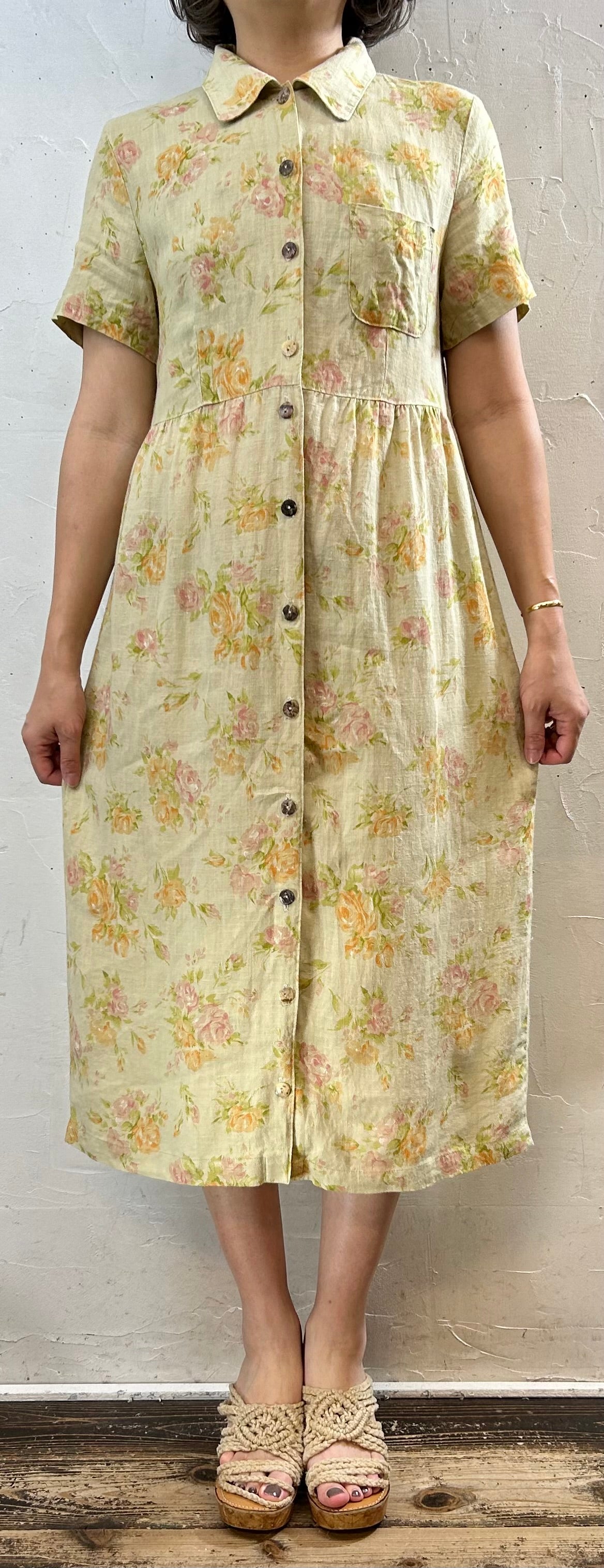 Vintage Linen Dress　MADE IN USA [F27704]