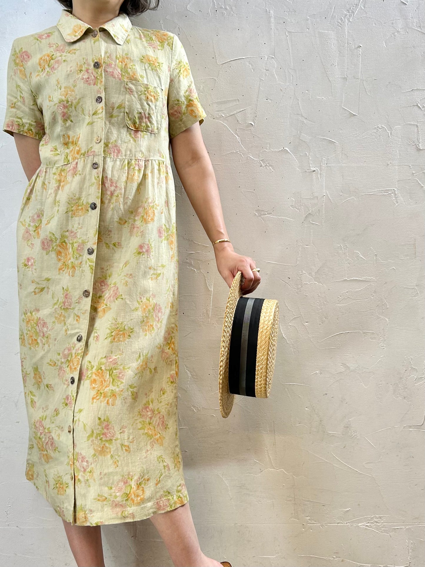 Vintage Linen Dress　MADE IN USA [F27704]